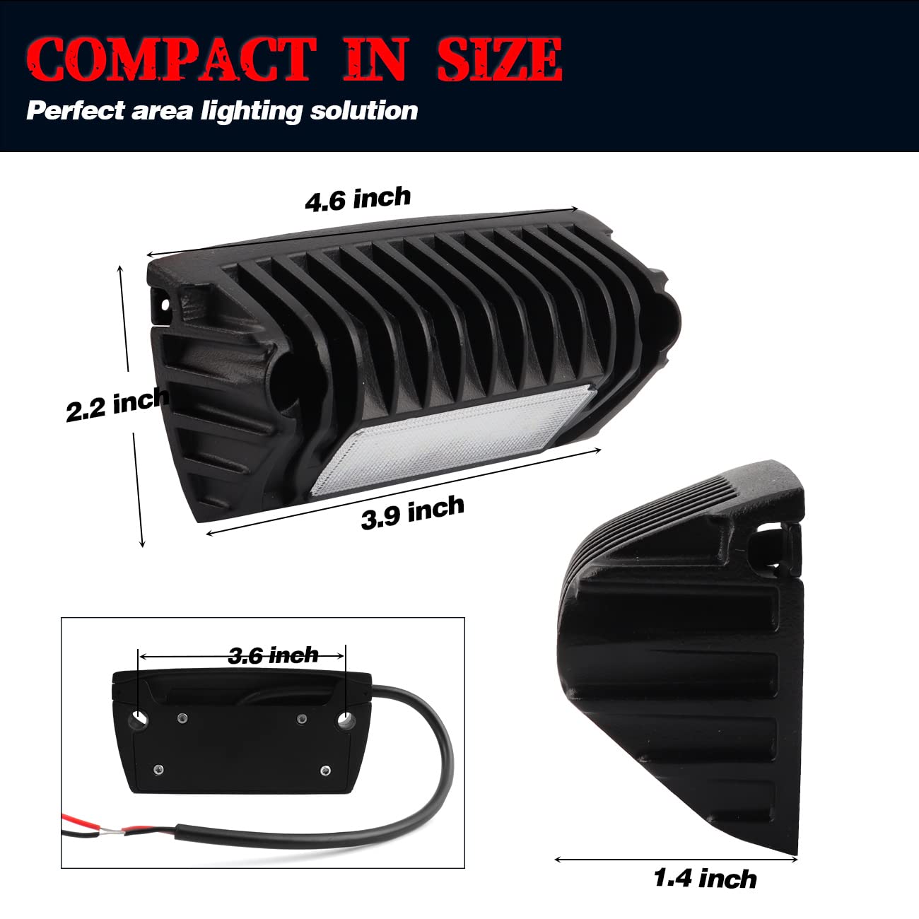 Chelhead RV Porch Light, 12V LED Aluminum, Low Current, White Light-Black Housing, Model CHEL-RV-L01