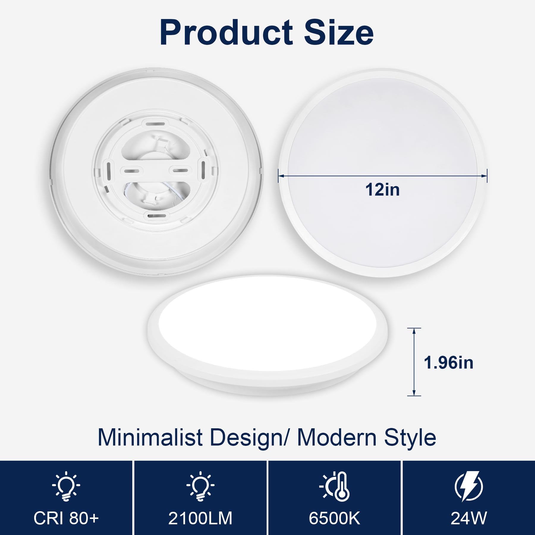 Tealight 12 Inch Round Led Ceiling Light, 6500K Cool White Super Bright Ceiling Light Fixture, Ip54 Waterproof Ceiling Lamp For