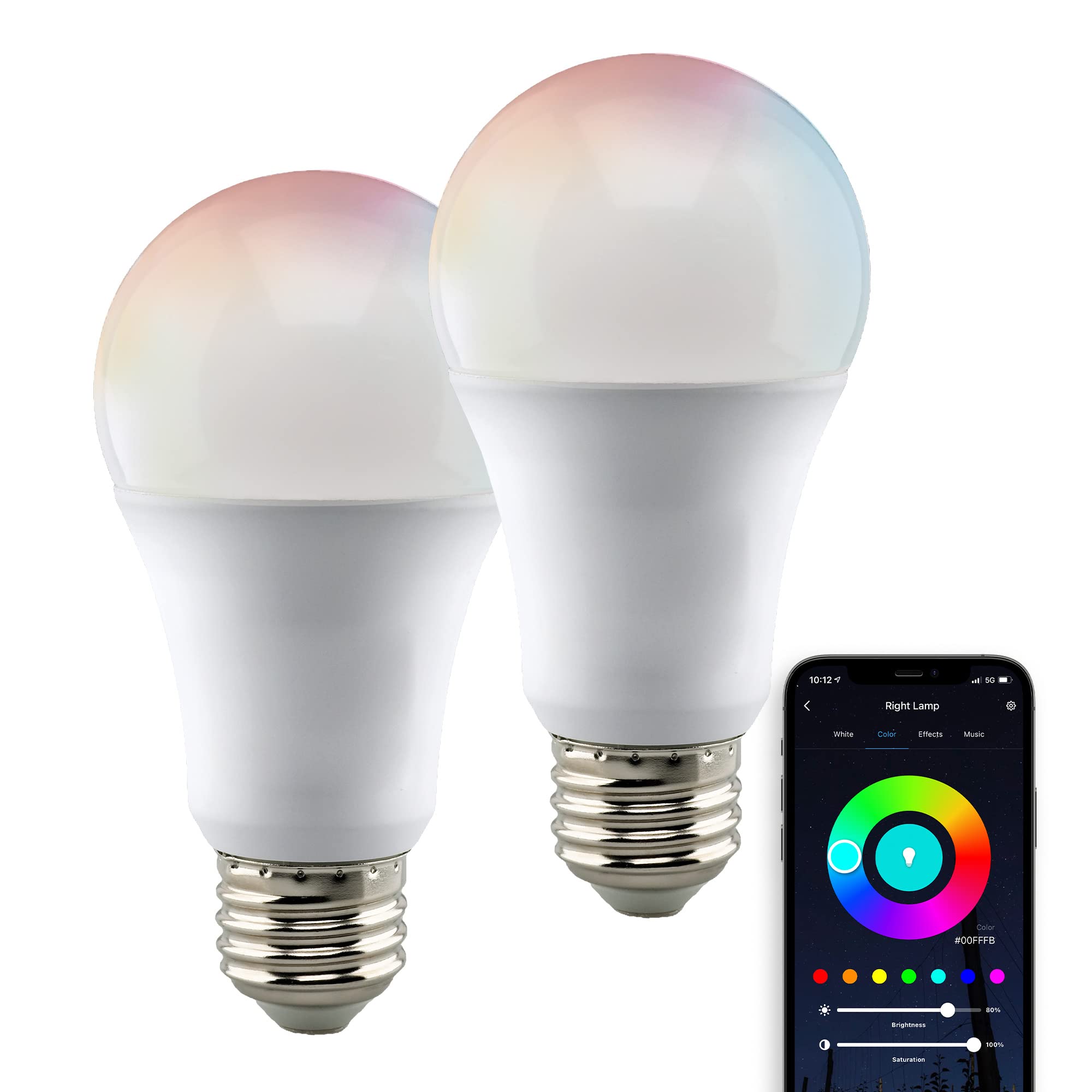 Satco S11253 Starfish 9.5-Watt A19 WiFi Smart LED Color-Changing Light Bulb, Works with Siri, Alexa, Google Assistant, SmartThin