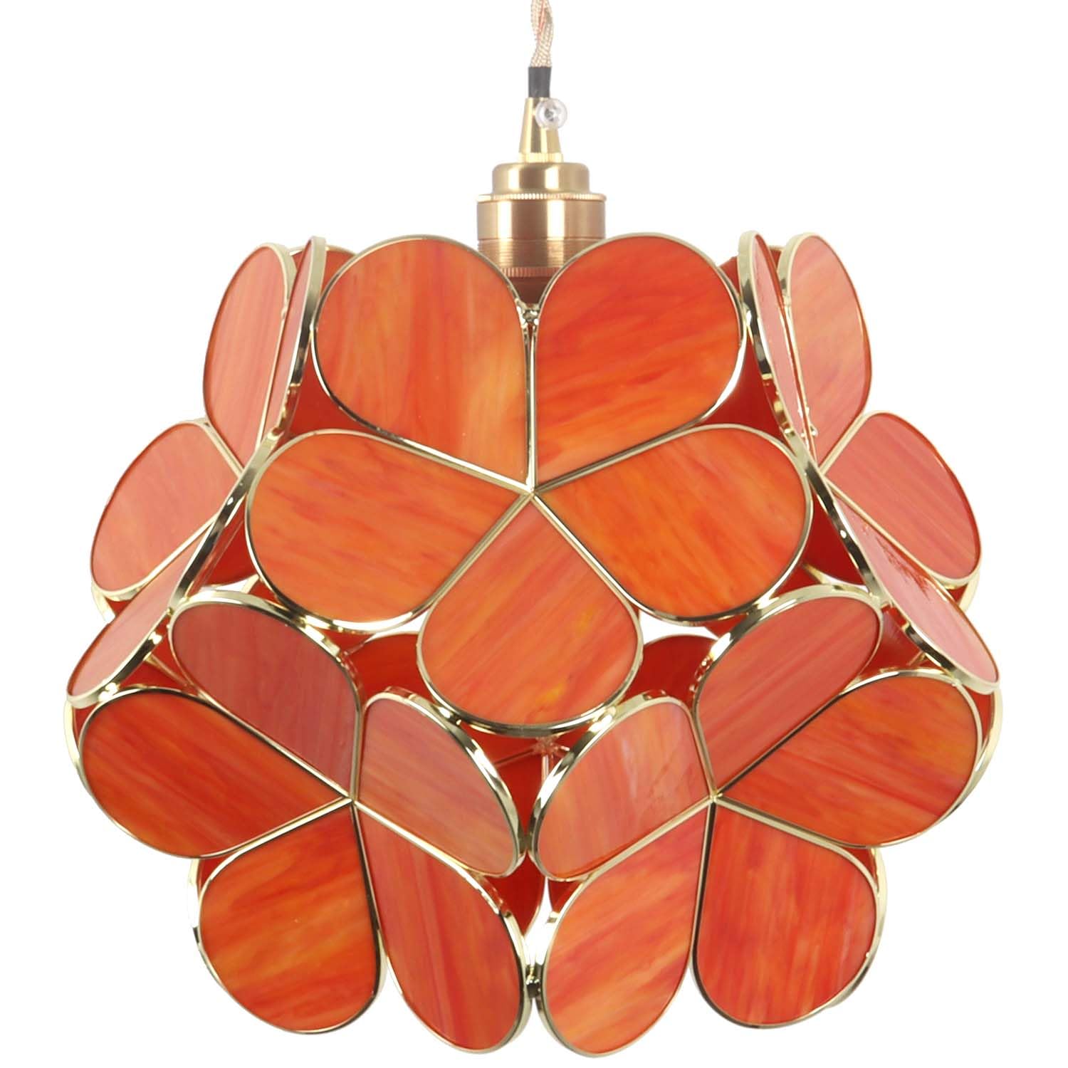 Bieye L10919 Petals Tiffany Style Stained Glass Ceiling Pendant Light for Home Decoration (Orange, 12 Cherry Blossom)