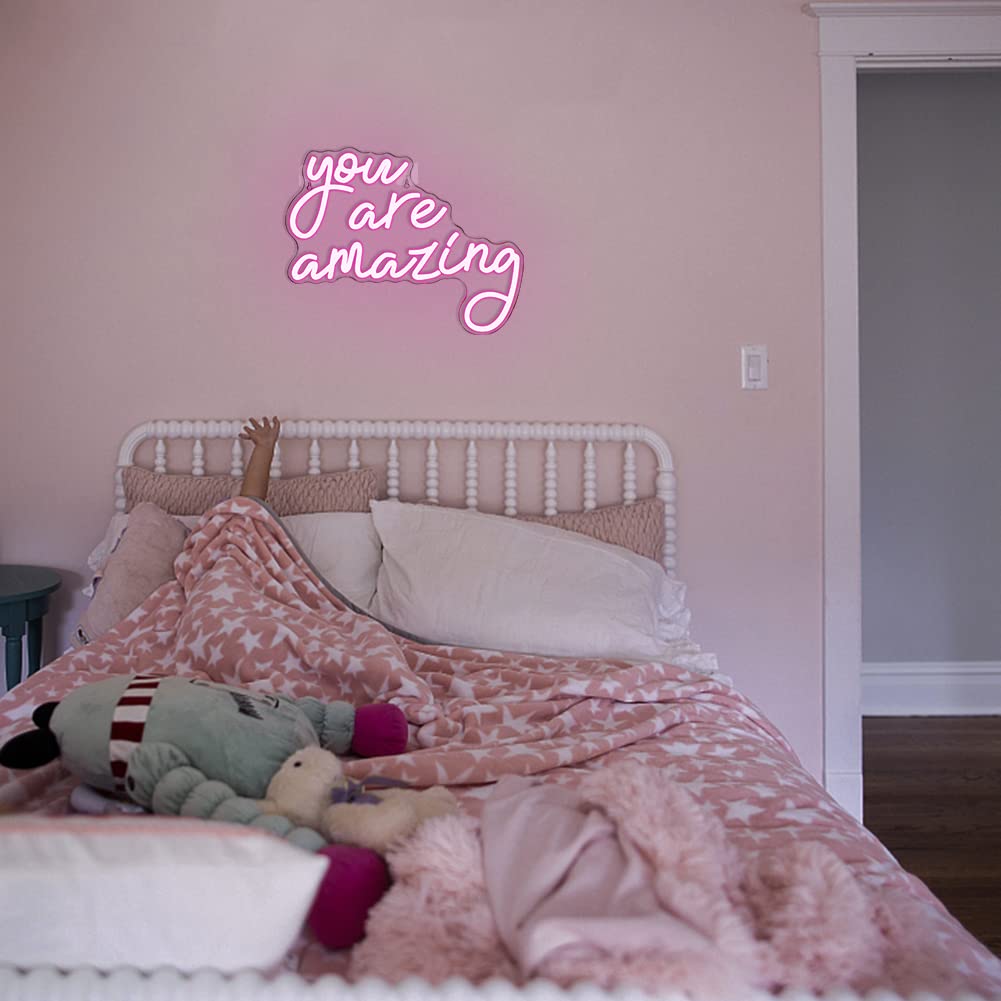 JURONGYILU Neon Sign Pink LED Acrylic Wall Decor for Bedroom, Classroom, Home Bar, Man Cave, Parties, Weddings