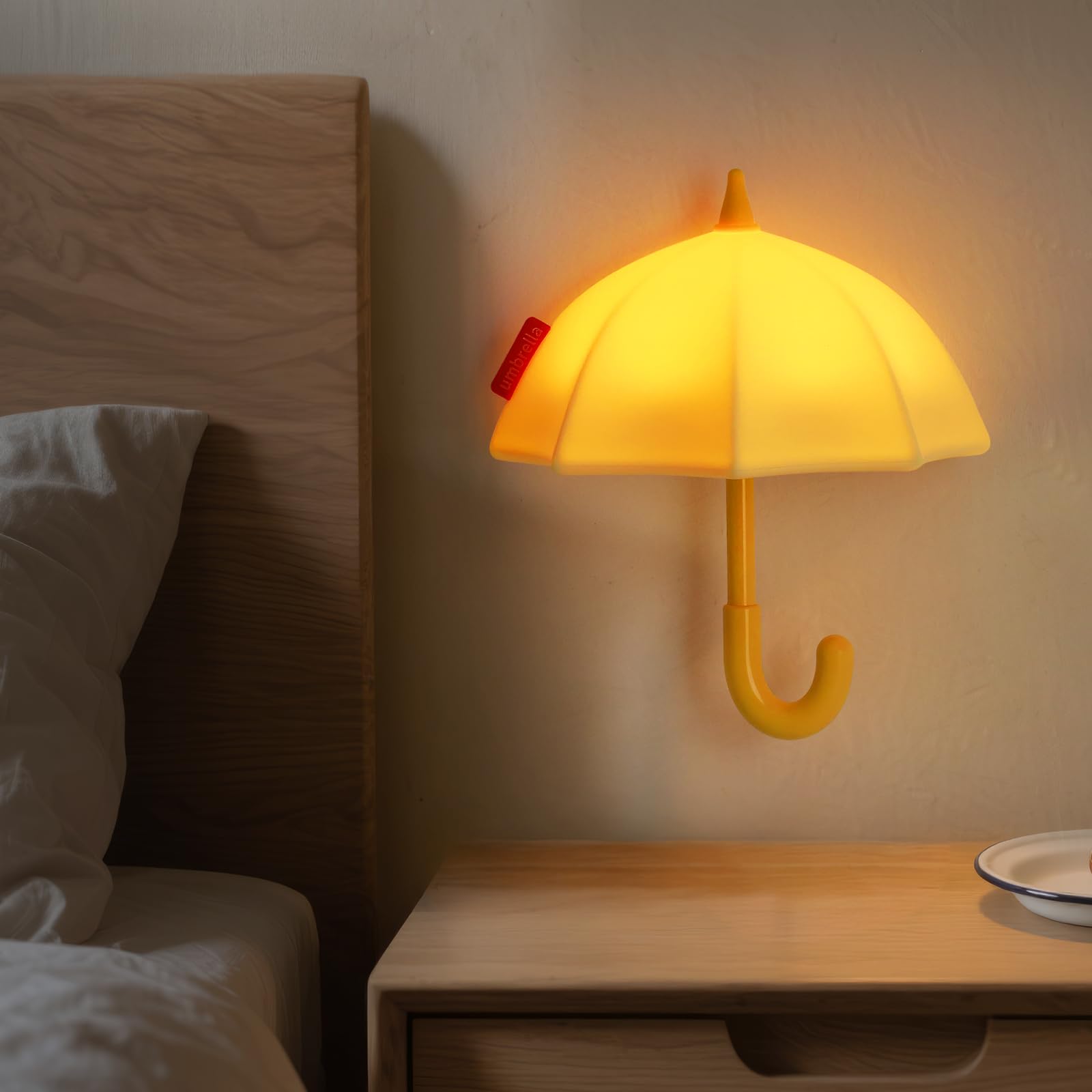 Night Light for Kids, Umbrella Silicone Light with Hangable Handle, 3 Levels Dimmable Night Light with Magnet, Bedside Night Lam