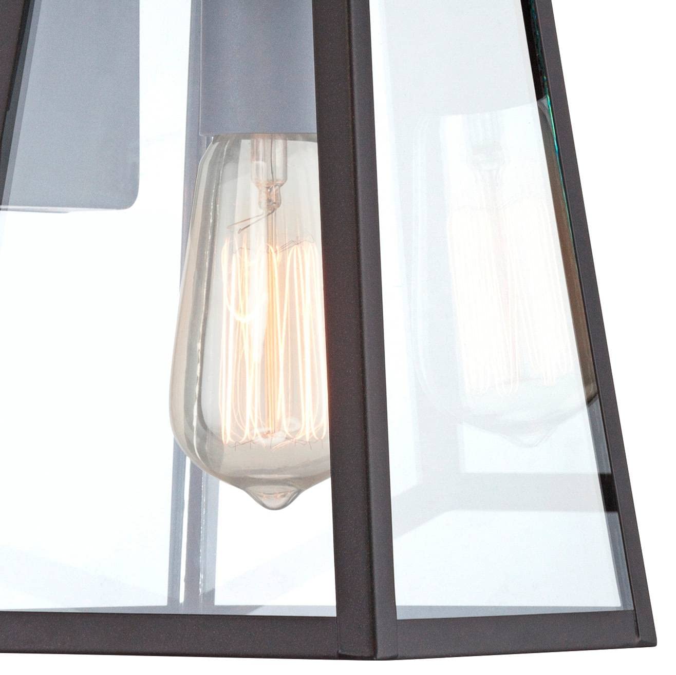 John Timberland Outdoor Wall Lights Set of 2, Tapering Black, Clear Glass, 10 3/4in, Model KS656P3