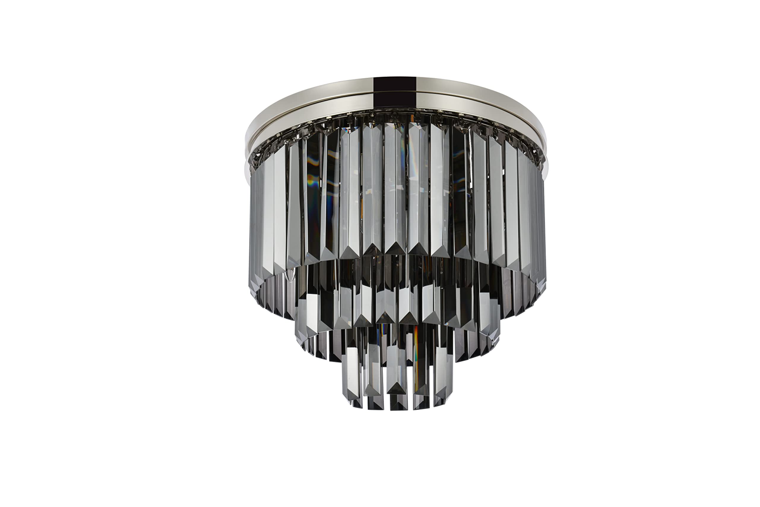 Sydney 9 Lt Polished Nickel Flush Mount Silver Shade (Grey)