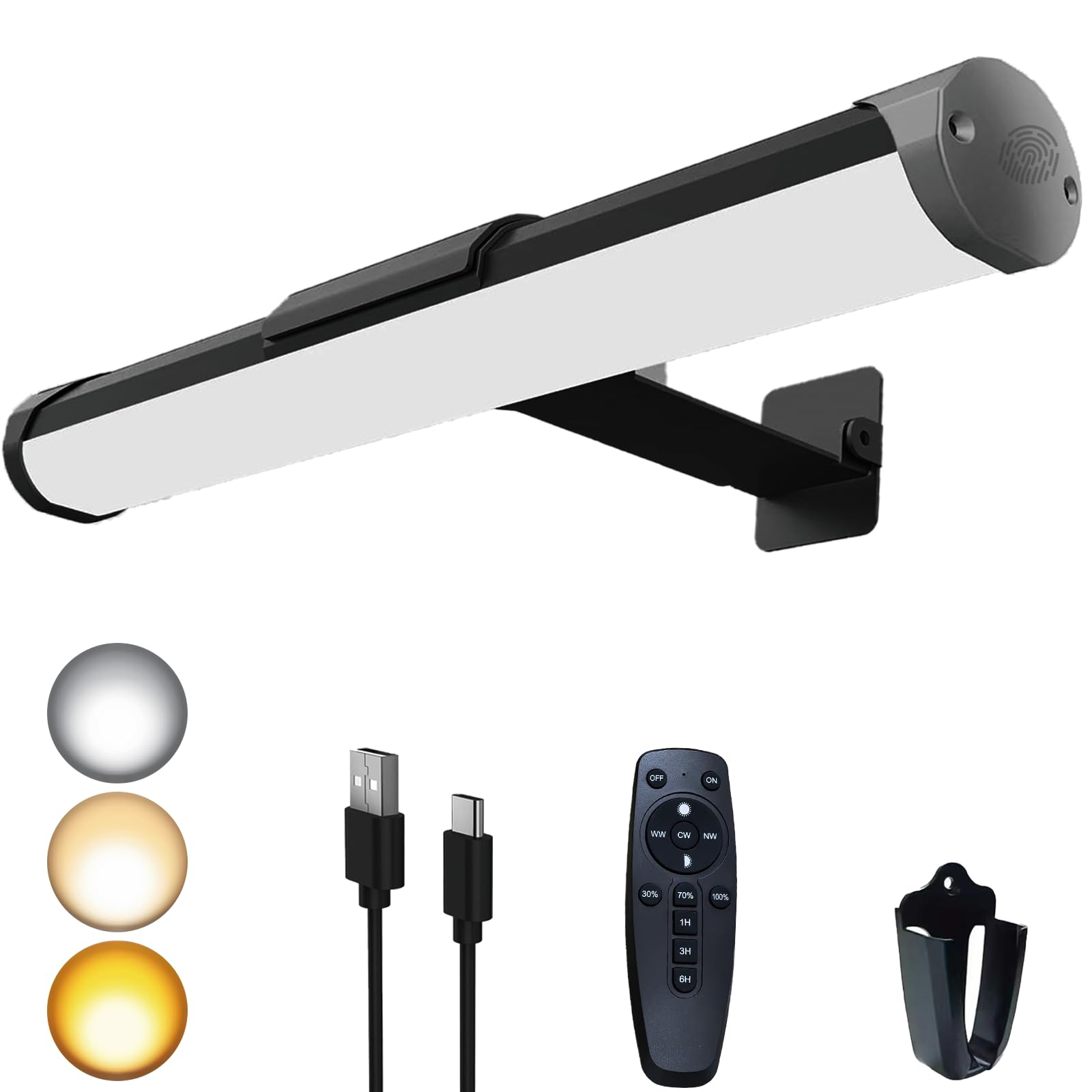 Picture Light Battery Operated, 13.8in Wireless Art Light for Paintings, Dimmable 4400mAh Recharging Battery Display Light with 