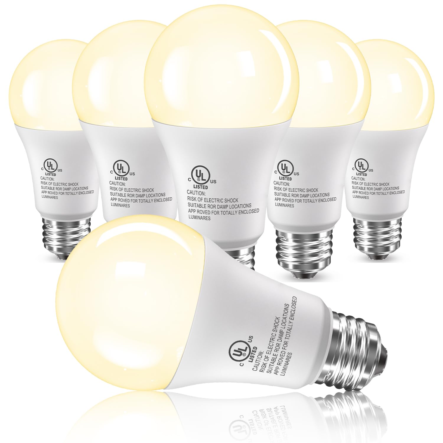 6 Pack Led Light Bulbs 100 Watt Equivalent, A19 15W Soft Warm White 2700K, 1500 Lumens Super Bright E26 Standard No Flicker Ener