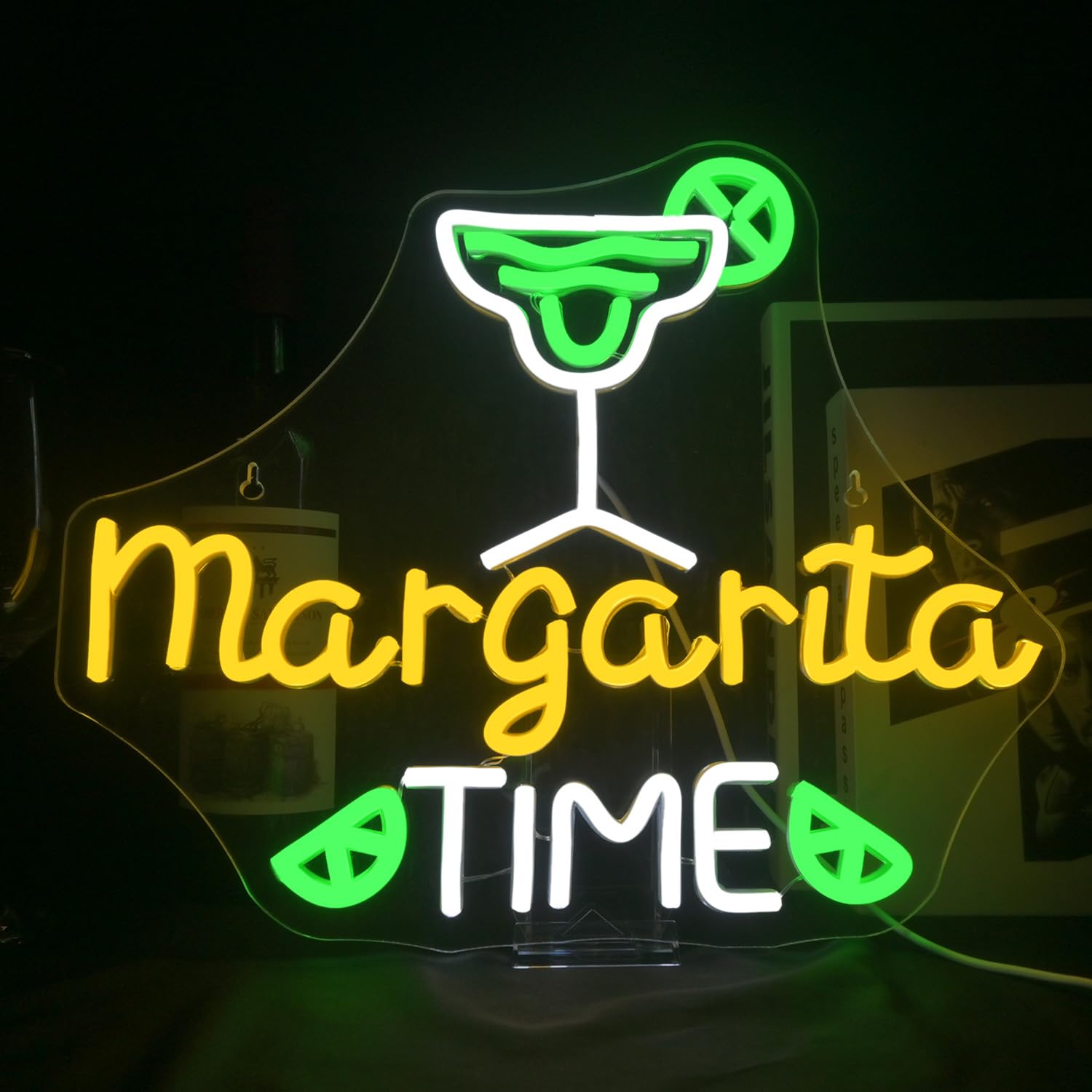 Lucunstar Margarita Time Neon Sign For Wall Decor Margarita Led Signs Usb Dimmable Neon Lights For malt-inspired Bar Kitchen Restaurant Home Pub Party Man Cave Club Shops Hotel Store Business Gift