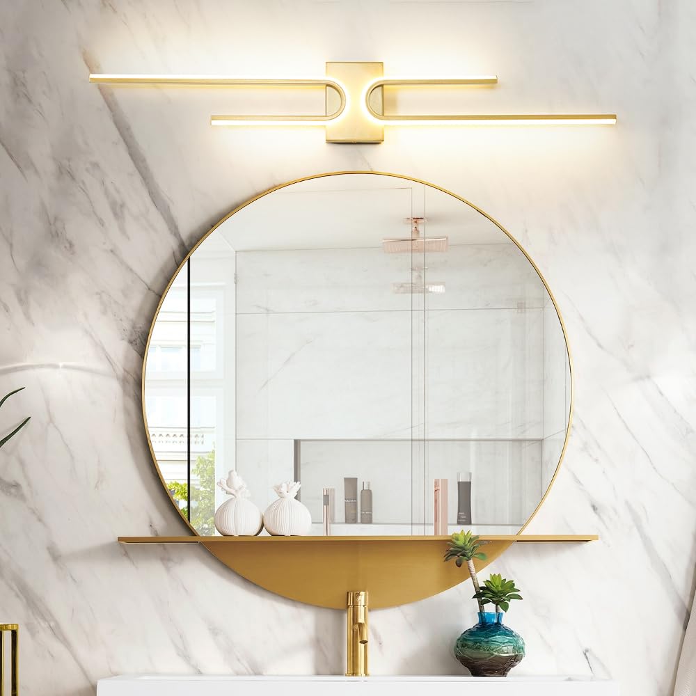 OIYIO Modern LED Bathroom Vanity Light Fixture, Dimmable, Gold, 39.17 Inch, Metal, Model 250115
