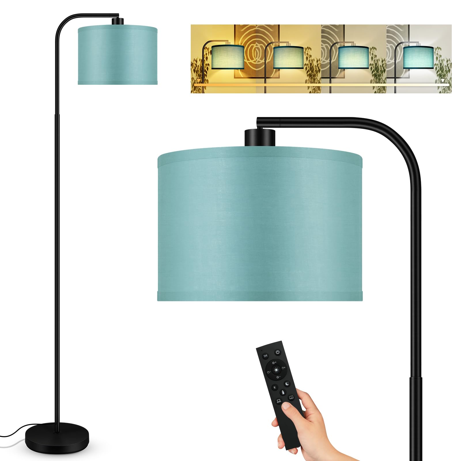 BoostArea Dimmable Floor Lamp - Metal, 67 in, Green, Remote Control, Stepless Dimming, 2700-6500K, Model B1389