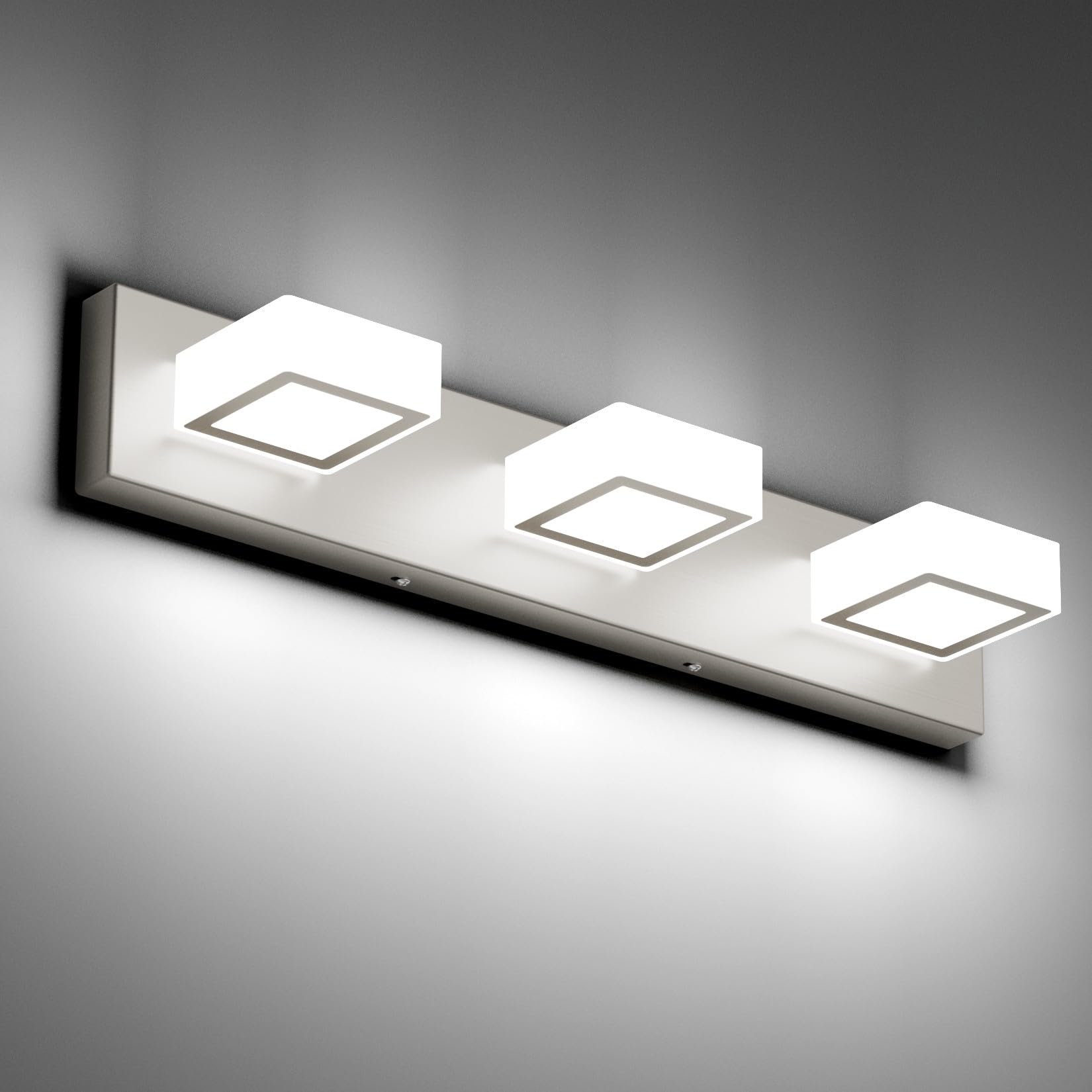 Ralbay Brushed Nickel Bathroom Vanity Lights 24inch Metal Acrylic LED Modern Bathroom Wall Lighting Fixtures Brushed Nickel (White Light 6000K  Non-dimmable)