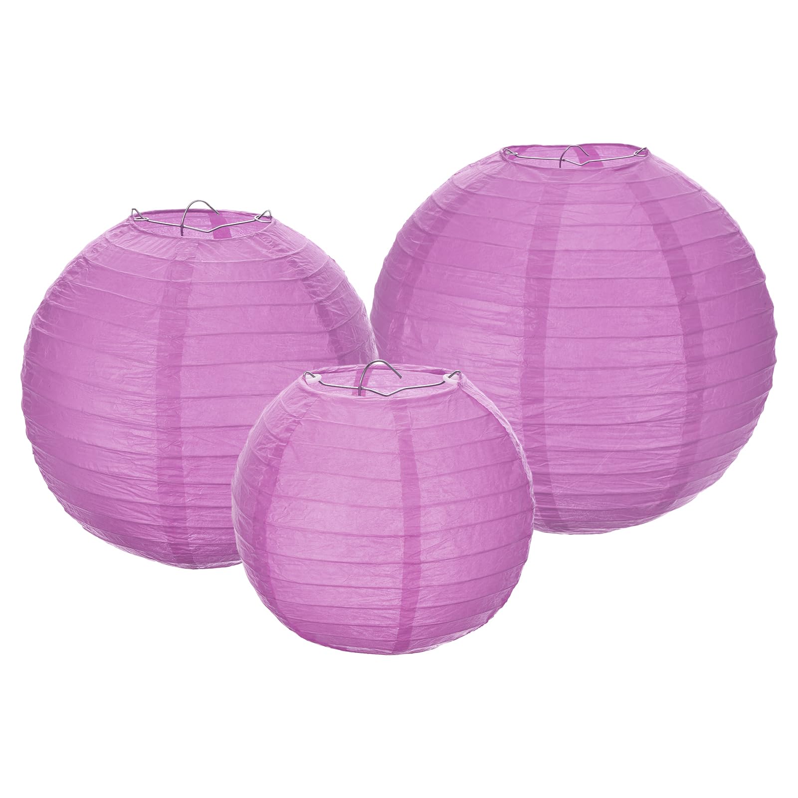 Meccanixity 6Pcs Paper Lanterns Decorative, 6'' 8'' 12'' Purple Round Hanging Lantern Chinese Lanterns For Home Decor, Birthday,