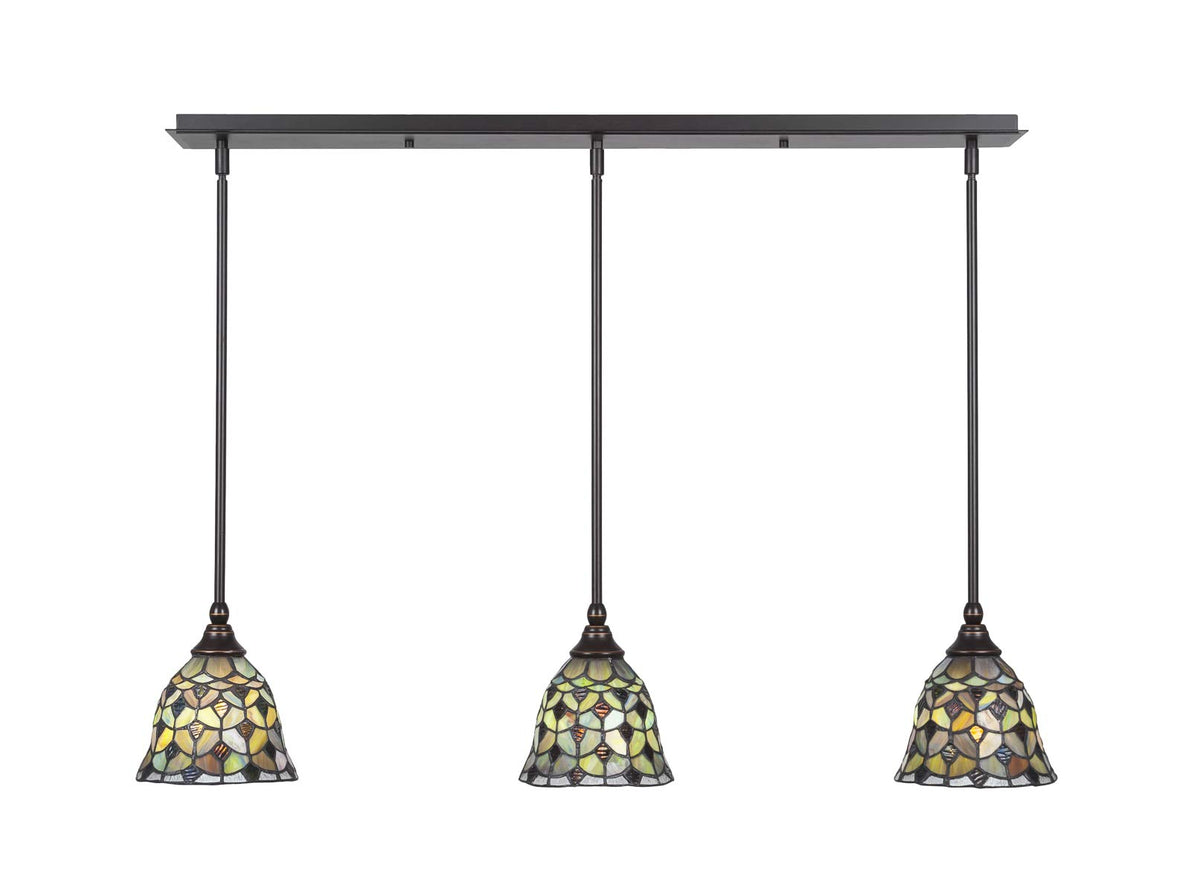 Toltec Lighting 3 Light Linear Pendalier In Dark Granite (36-Dg-9965)