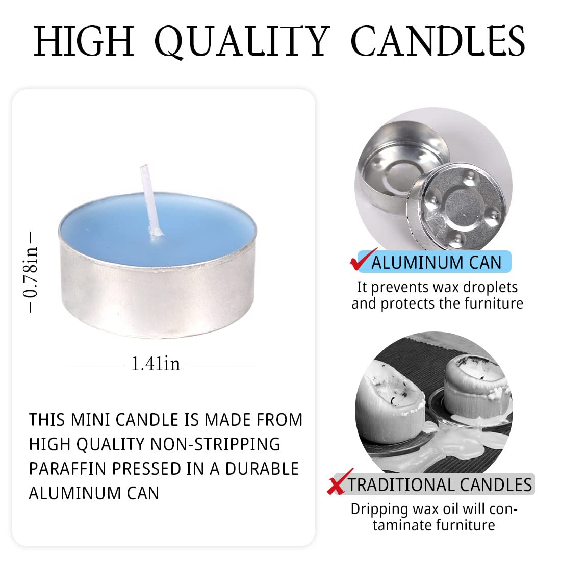 Tea Lights Candles - 12 Pack Blue Tealights Candle Scented Ocean Small Candle For Home, Holiday, Wedding & Party,Dinner Table, Halloween Christmas And Holiday (Blue Ocean)