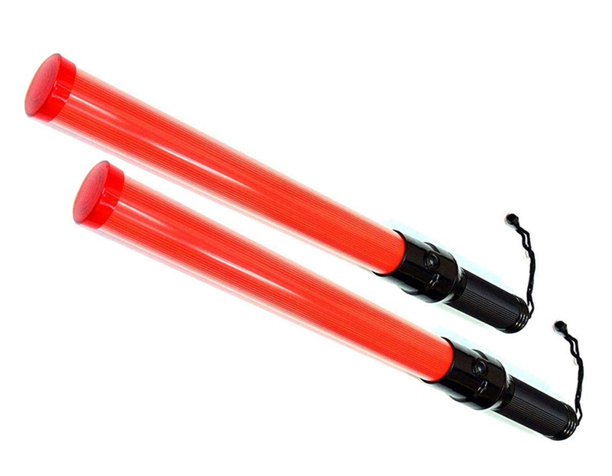 iMBAPrice (2-Pack) 21 Long Traffic Safety Flashing LED Light Control Wand Baton Flashlight with Blinking and Steady-glow Flashin