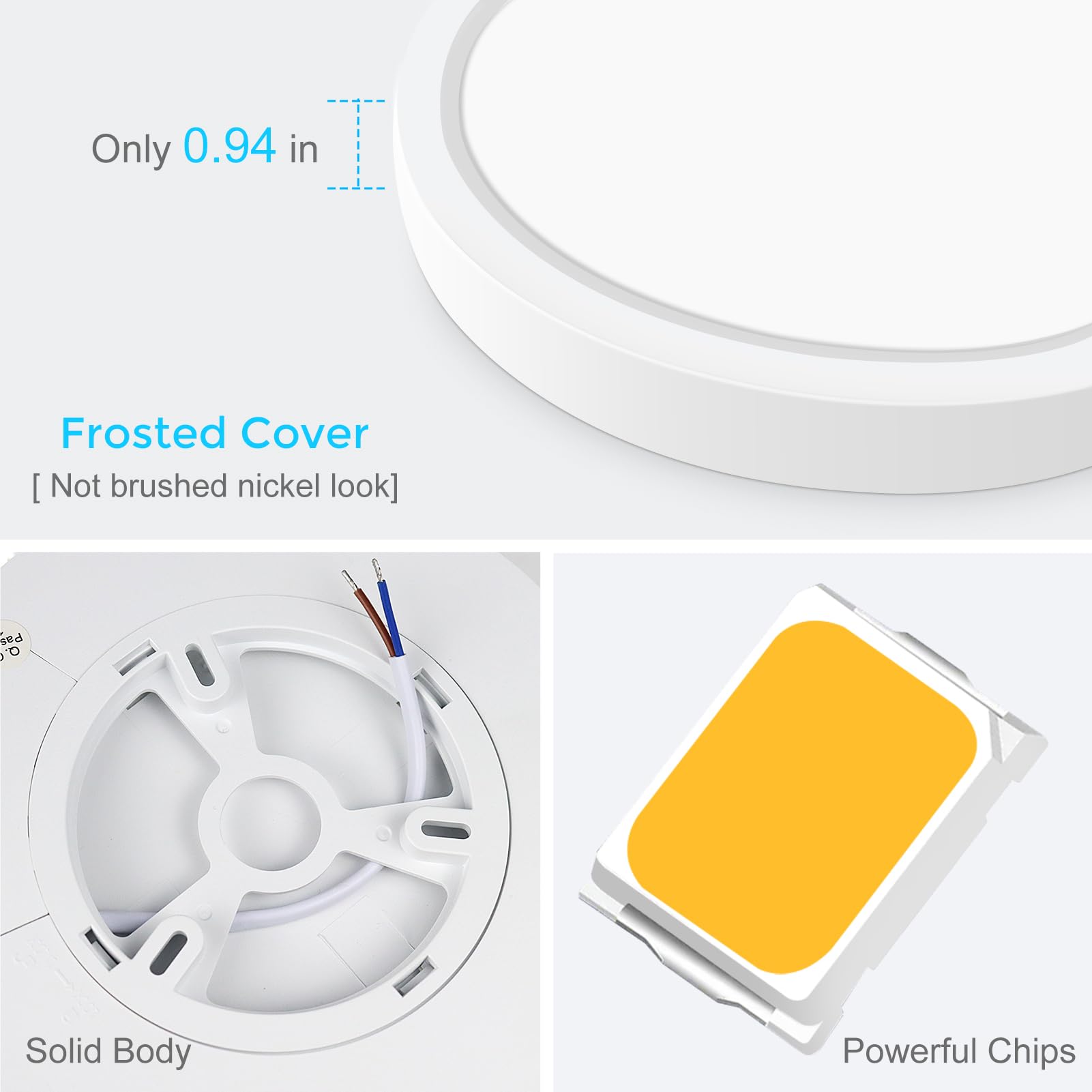 Lightingwill 7 Inch Led Flush Mount Ceiling Light Fixture  2800K Warm White  1500Lm  12W  Flat Modern Round Lighting Fixture  120W Equivalent White Ceiling Lamp For Kitchens  Bedrooms.Etc.