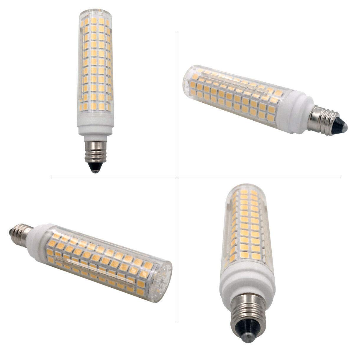 Lxcom Lighting E11 LED Corn Bulb 15W Dimmable Ceramic 2 Pack, Warm White 3000K, 1500LM, Clear
