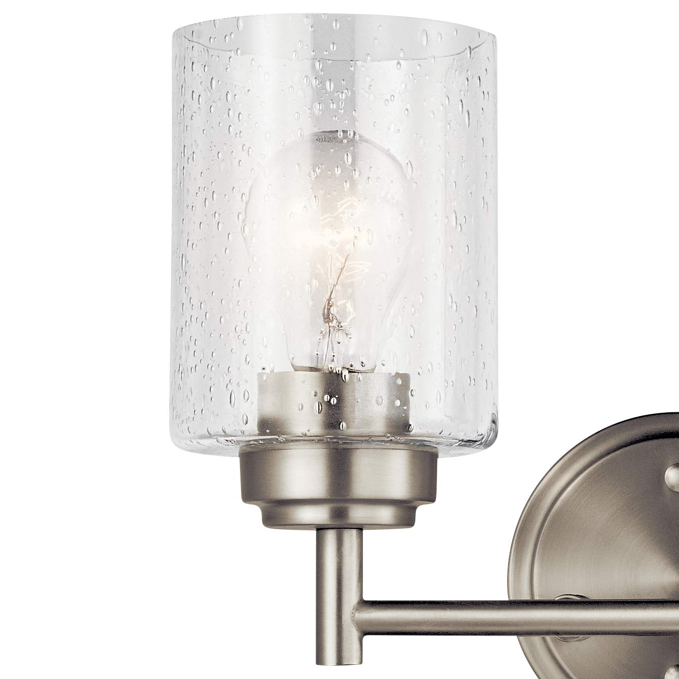 Kichler Winslow 2-Light Vanity Light, Brushed Nickel, Clear Seeded Glass, 12.75in W x 9.25in H, Model 45885NI