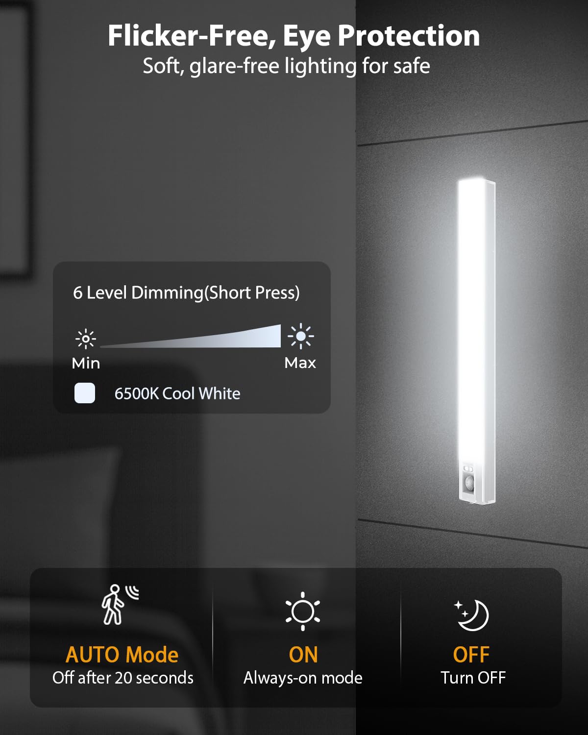 10  Under Cabinet Lighting  68Leds Motion Sensor Light Indoor  Rechargeable Battery Magnetic Closet Light  Wireless Under Counter Lights For Kitchen  Stairs  4-Pack Daylight