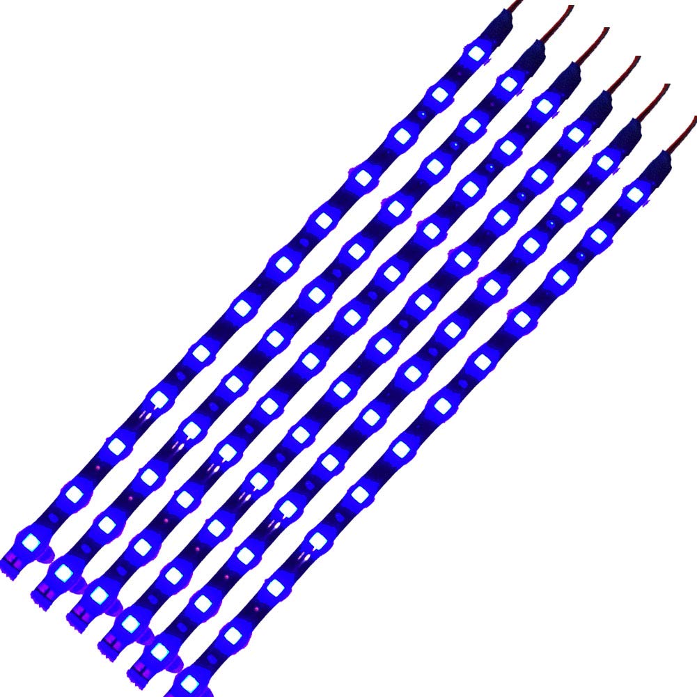 Hyada Dc 12V Waterproof 1Ft 12 Led Strip Underbody Light With 6 Inches Wires For Motor (Blue,Pack Of 6)