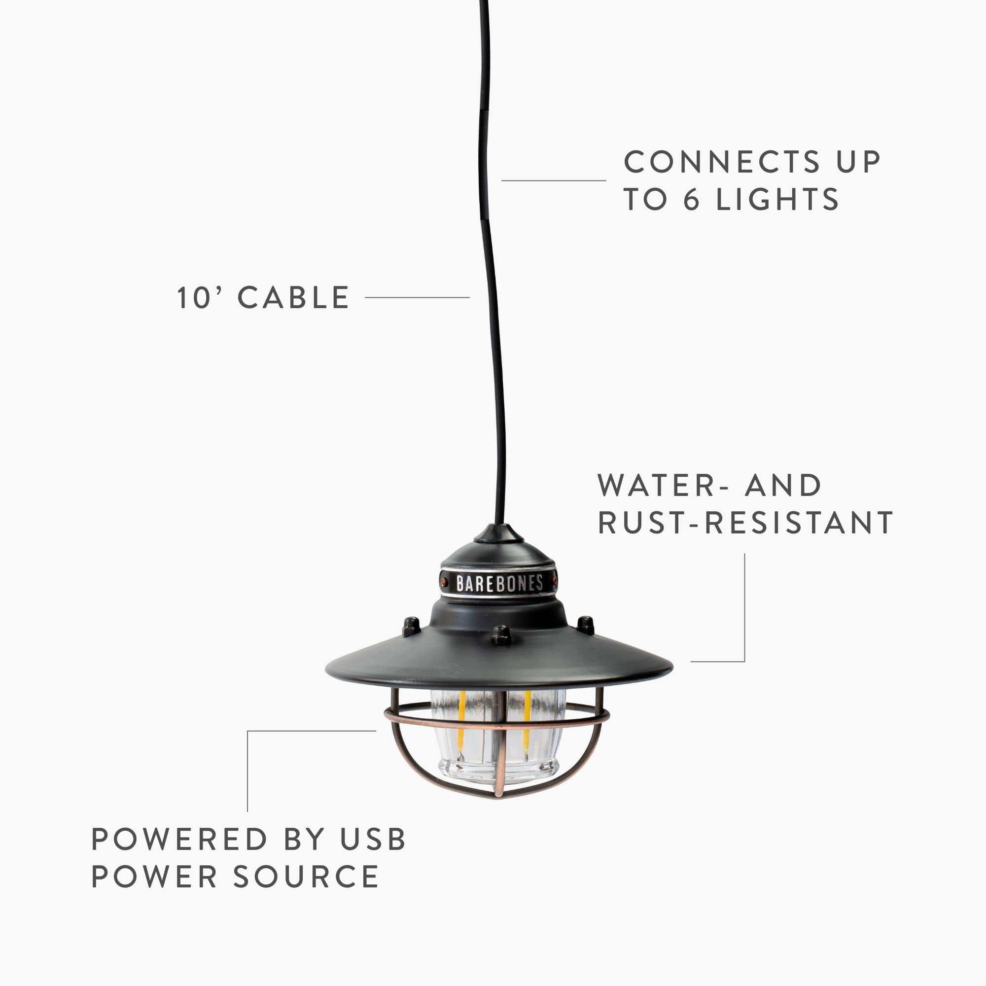 Barebones Edison Pendant Light, Antique Bronze, Medium Size, Adjustable Height, USB LED, Model 20230006004000