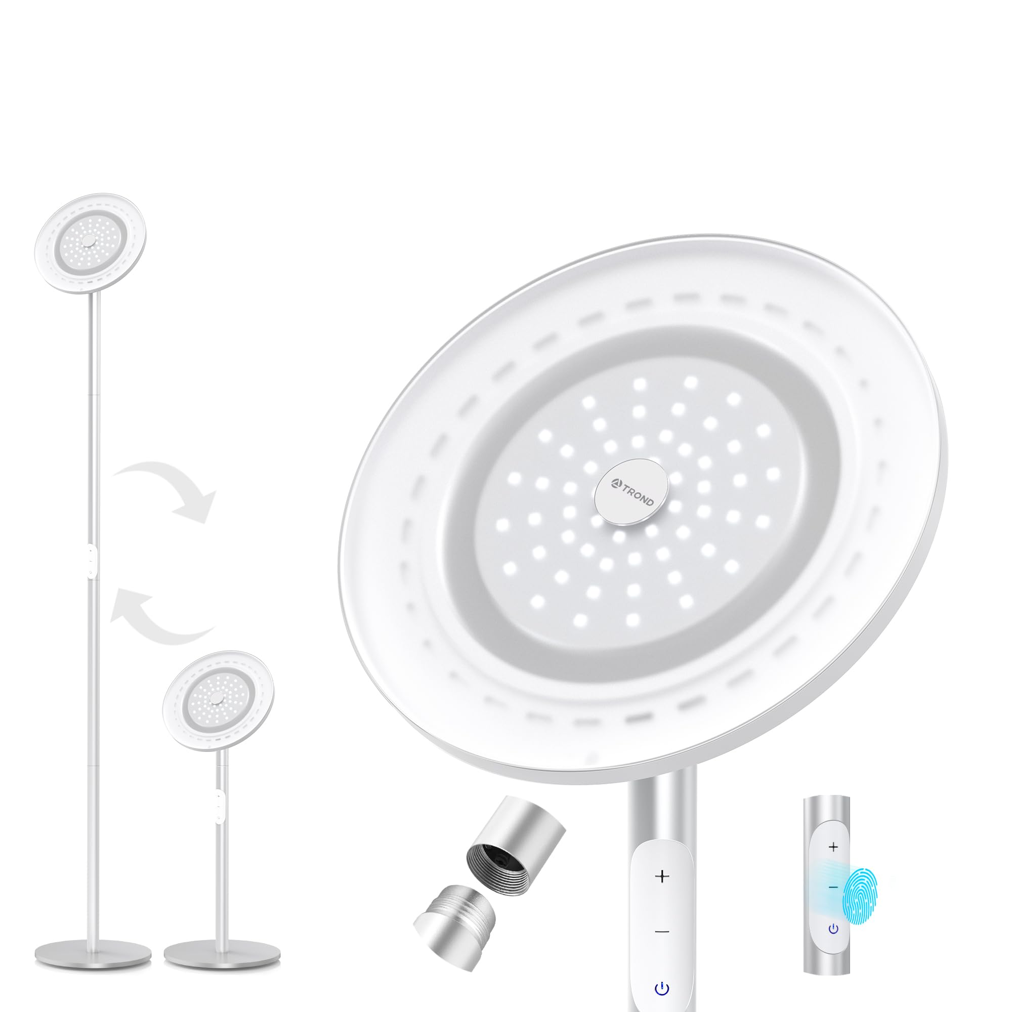 TROND LED Torchiere Floor Lamp, Dimmable, 71-inch, Aluminum, Daylight Silver, Model Halo X
