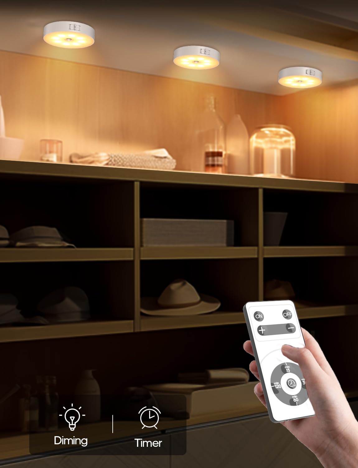 Goodea LED Under Cabinet Lights, Wireless Motion Sensor, 6 Pack, Rechargeable, Warm White, Model LED-23