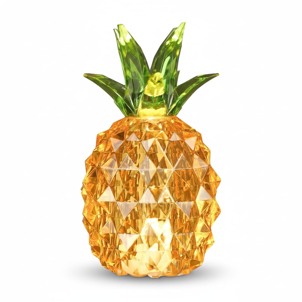 Gold Pineapple Lamp for Home Decor, 4.95 Inch Battery Operated Table Lamp for Living Room Aesthetic, Tropical Pineapple Decor Li