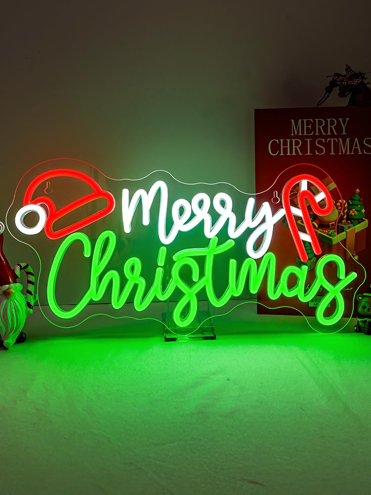 Nosun Nosun Merry Christmas Candy Cane Neon Sign Led Lighted Dimmable Switch Christmas Gift Decorations For Xmas Party Kids Bedroom Bar Pub Club Decor