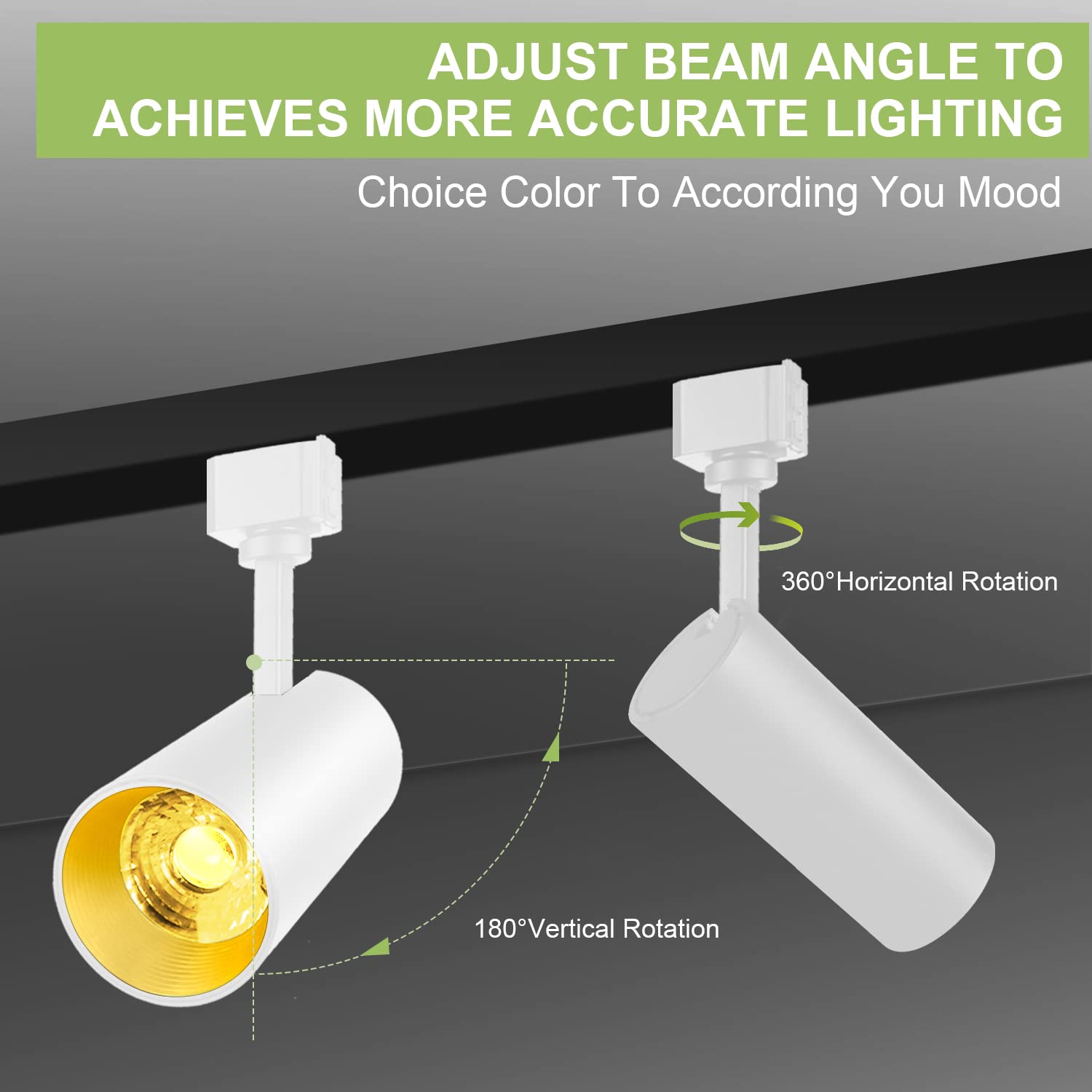 Intwell 3-Colo 12W Led Track Lighting Heads,H Type Led Track Light Heads With Remote,Dimmable 3000K/4000K/5000K Selectable,Cri90