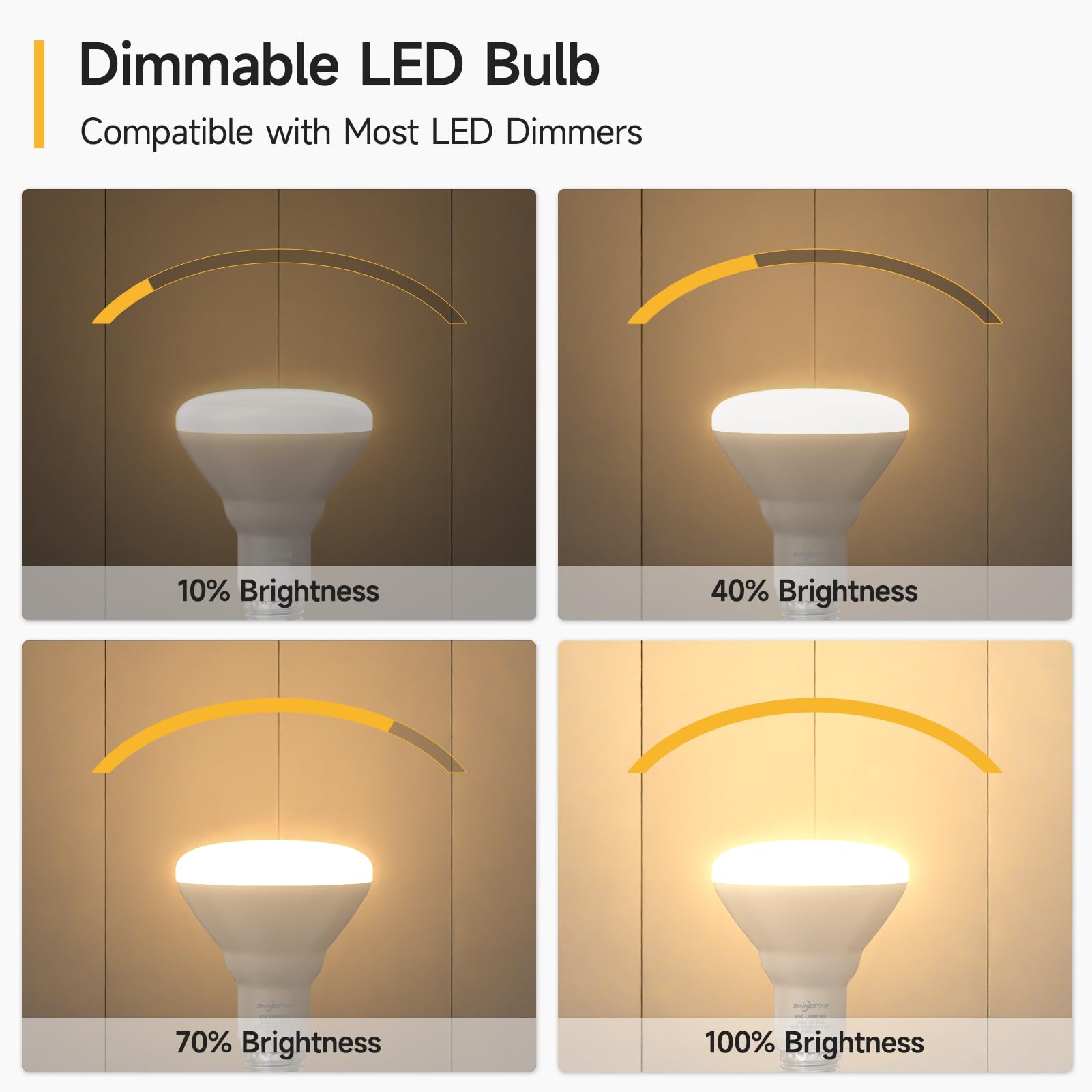 Shinestar 12-Pack Br30 Led Bulb 65W Equivalent, Recessed Light Bulbs, 2700K Warm White, Dimmable, 650Lm, E26 Base