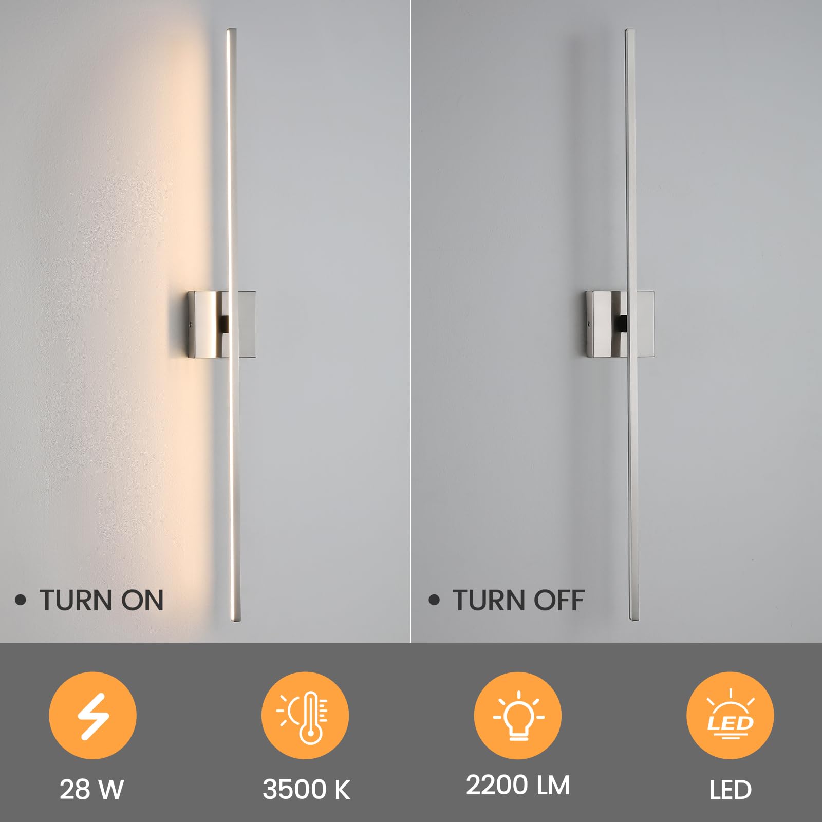 Ccycol Bathroom Lighting Fixtures Over Mirror - 39 Inch Brushed Nickel Vanity Lights For Bathroom 28W Dimming Led Vanity Light B