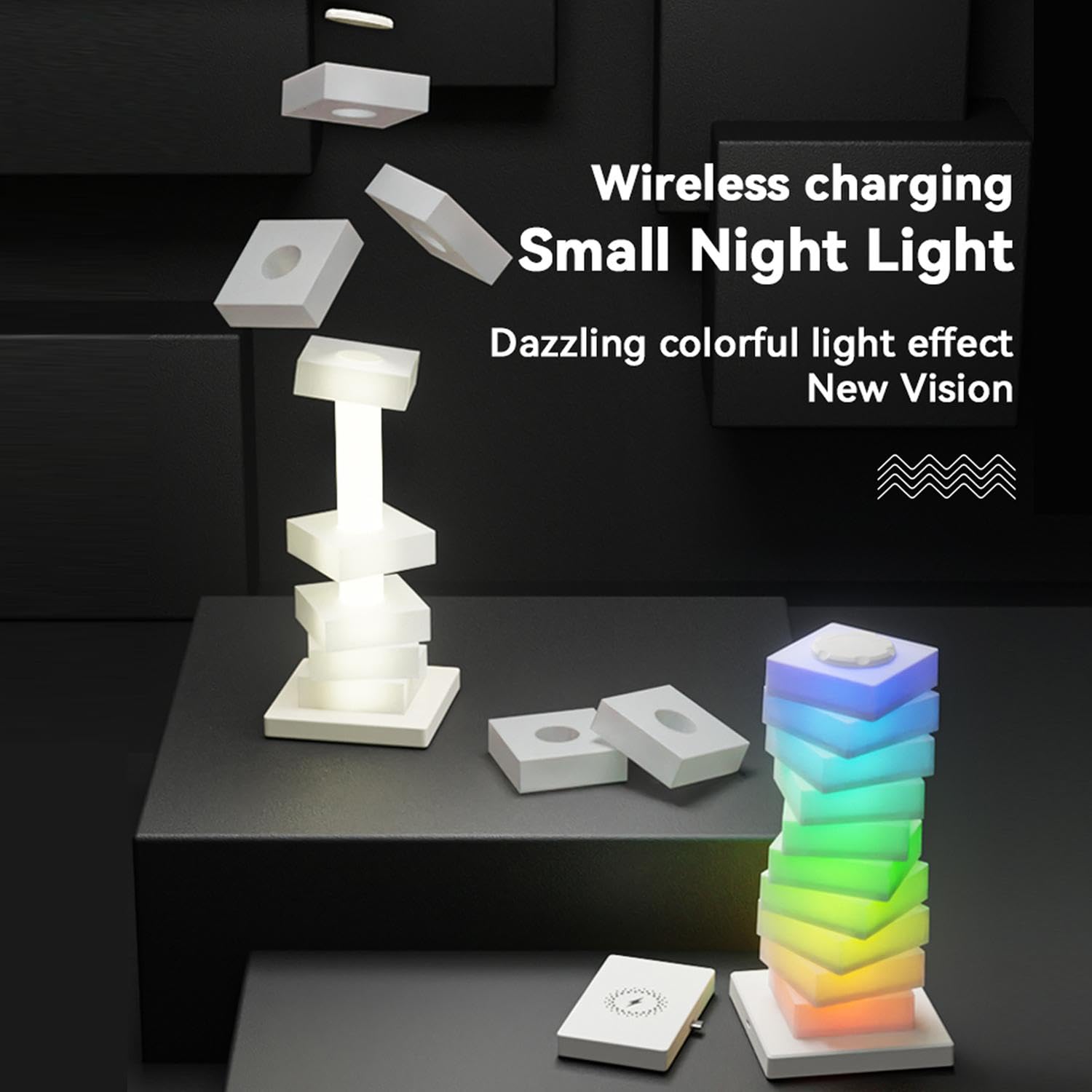 Wrrlight Modern Table Lamp, Led Bedside Lamp With Wireless Charging, Rgb Touch Control Nightstand Lamp For Living Room, Bedroom,
