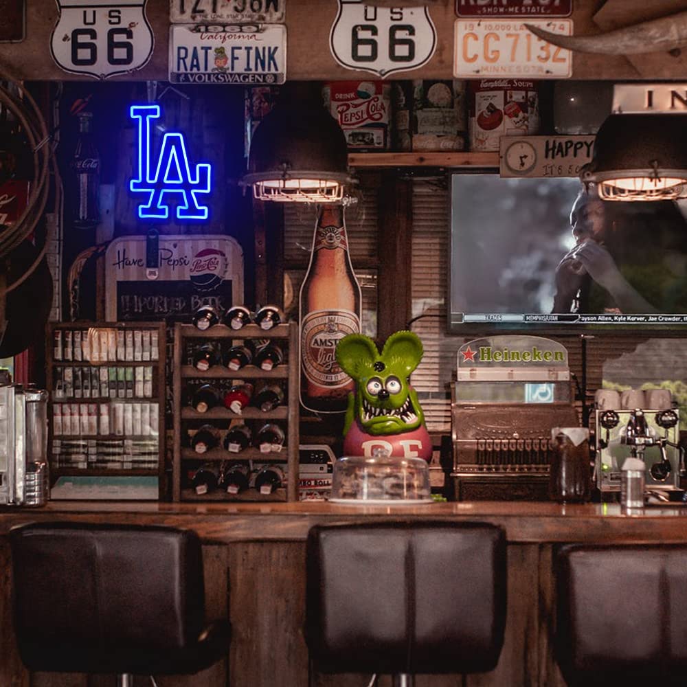 WonderfulLife Dodgers Neon Sign - 13.7"x9.8" Blue Wall Art for Garage, Man Cave, Bar, Office - LA001