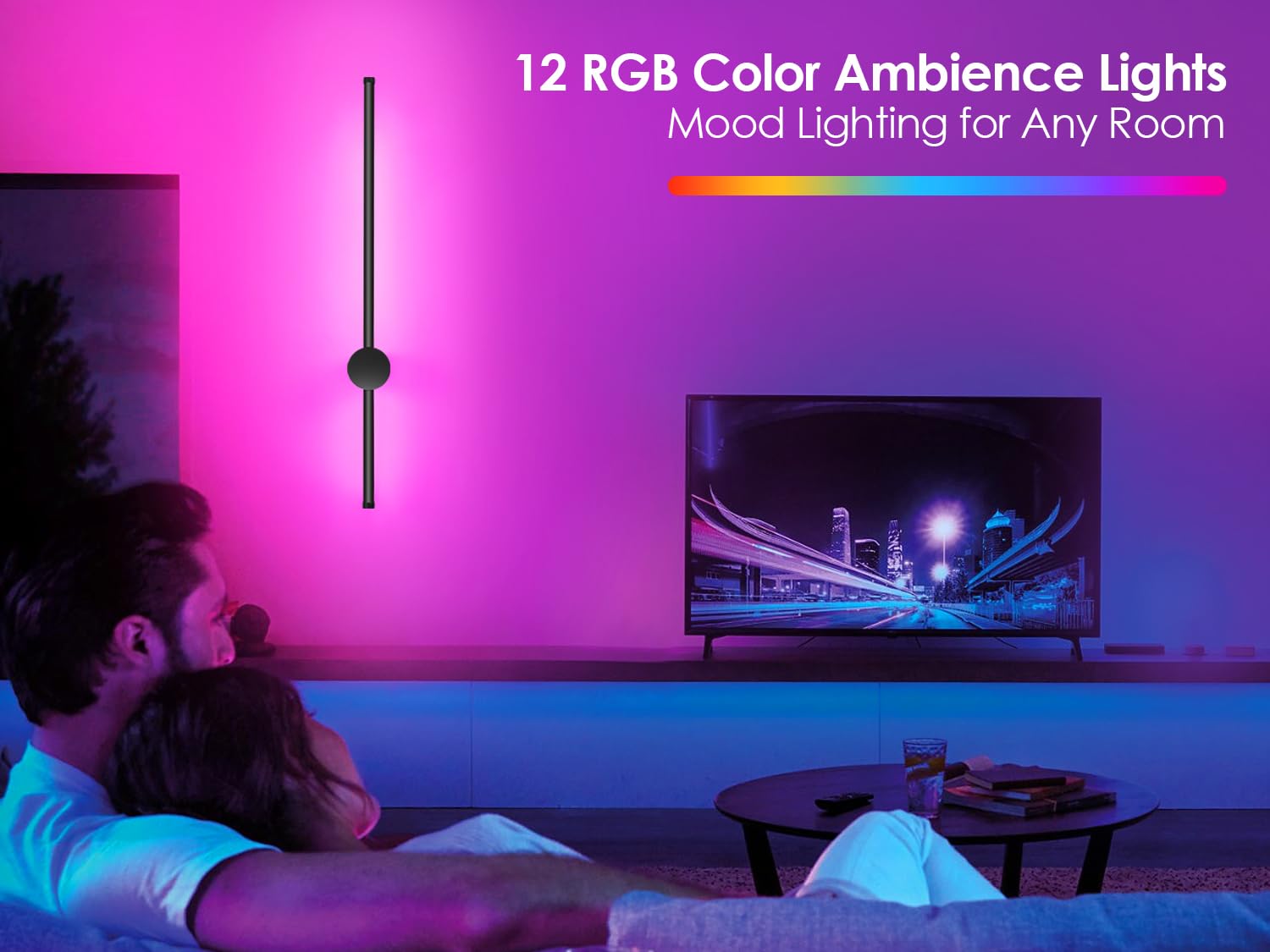 GOODATE 23.6 Inch Battery Operated Wall Sconces Set of Two, Dimmable LED, Remote Control, Black, 12000mAh Rechargeable, Model DC-CGZ