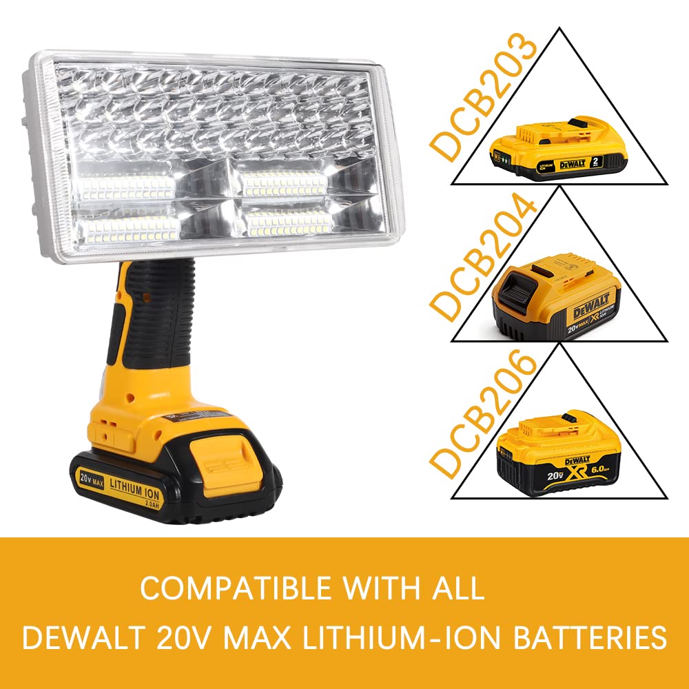 Dteztech 20V Light For Dewalt 20V Max Lithium-Ion Battery, 40W 4200Lm Flashlight With Usb Port, Zinc Alloy Led Work Light For Emergencies, Camping, Outdoor, Indoor…