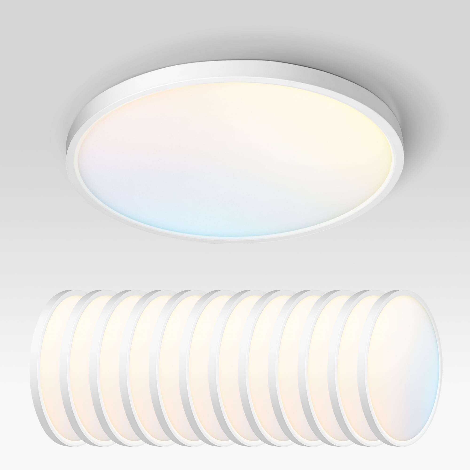 ASD LED Ceiling Light Fixture 12in Round 24W 1900LM Dimmable White 12 Pack