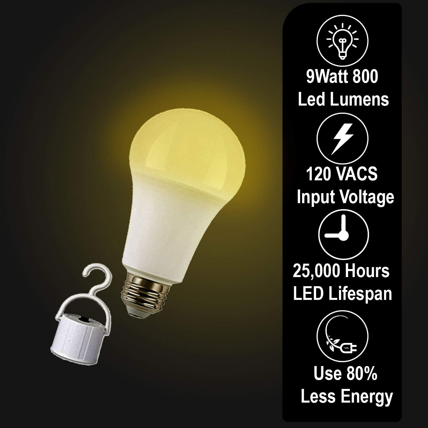 Laborate Lighting Rechargeable Led Light Bulbs, 60 Watt Emergency Bulbs, Pack Of 4, 3000K