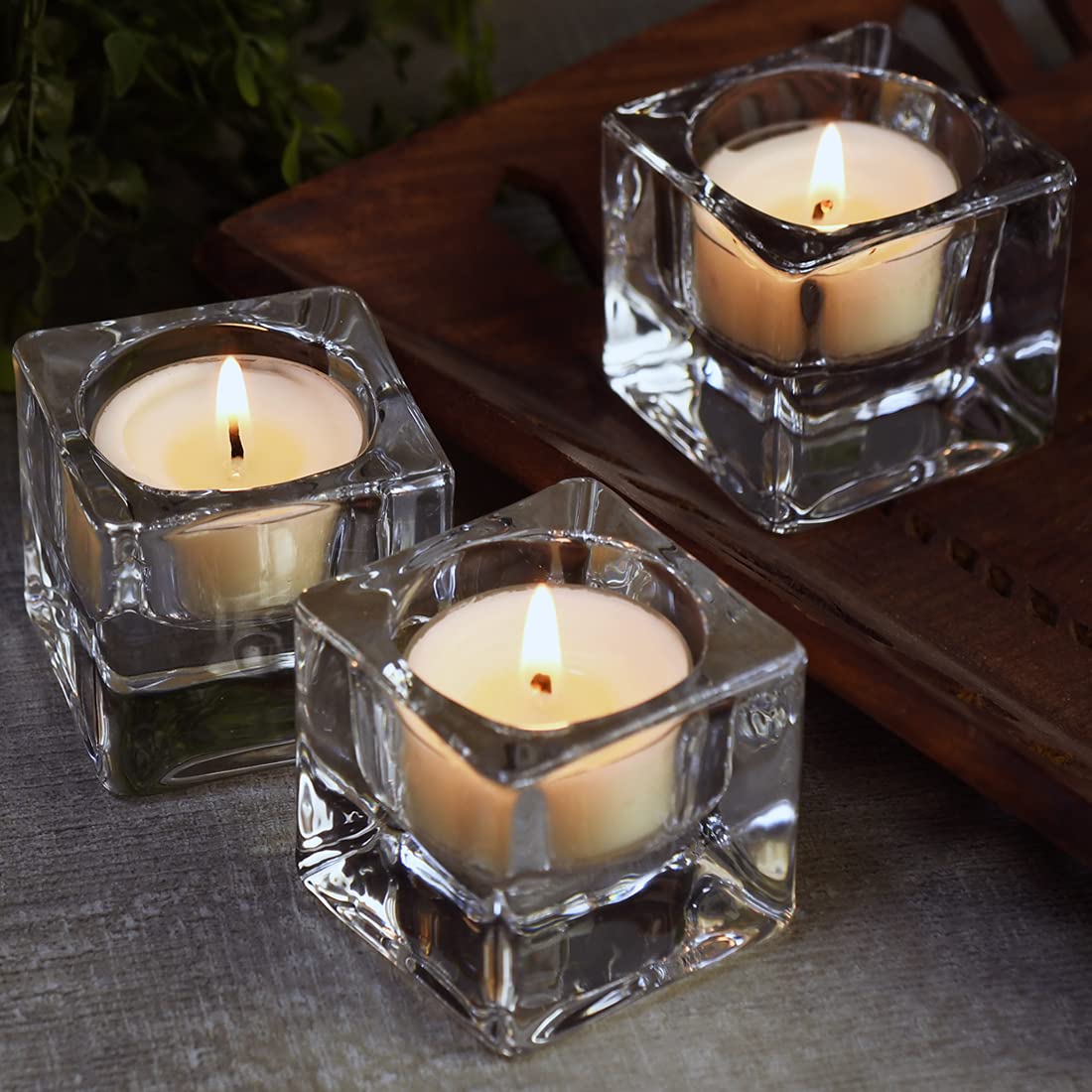 DEYBBY Natural Jasmine Scented Soy Wax Tealight Candles, 24 Pack, Clear, 4 Hour Burn Time, Aromatherapy Luxury Tea Candle Set