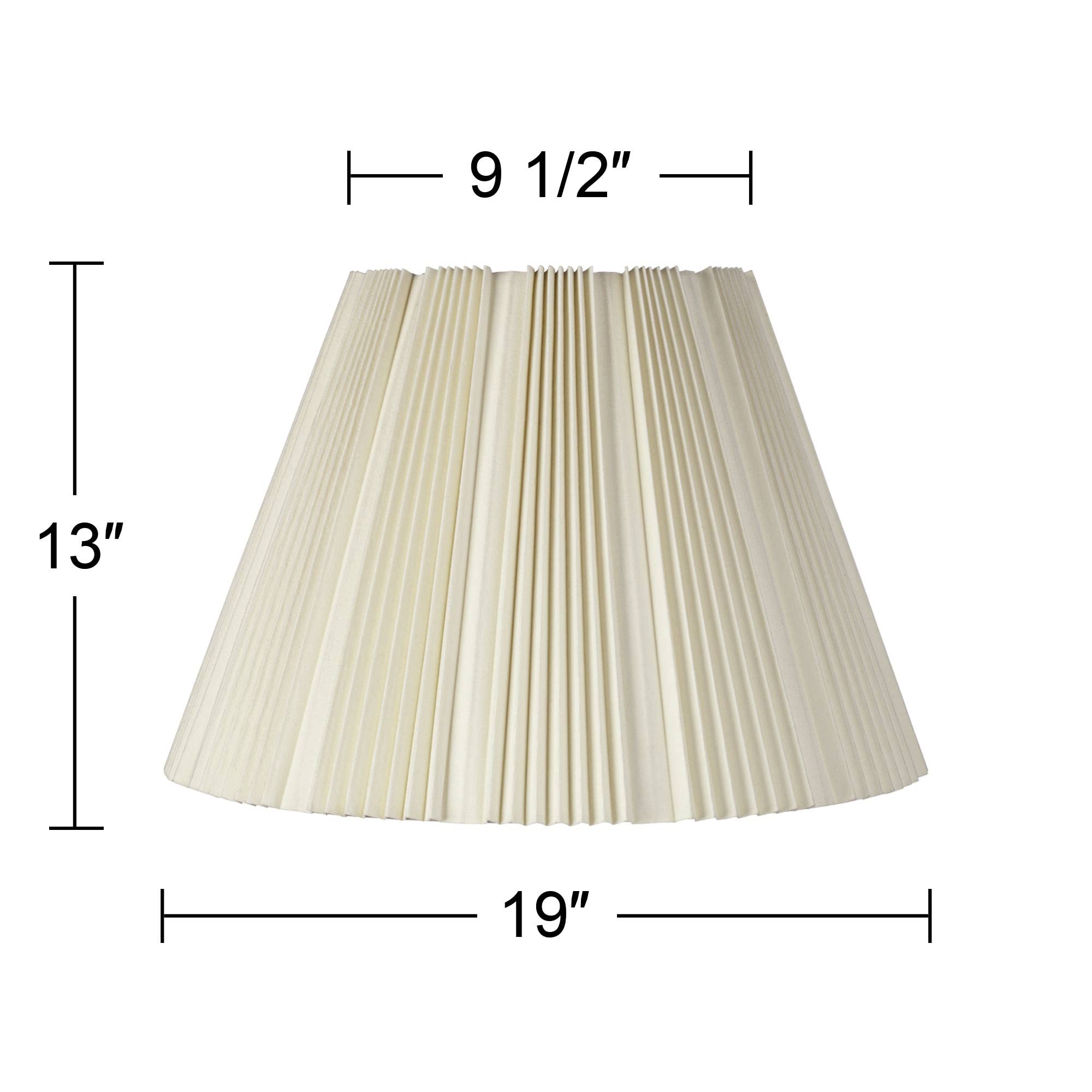 Eggshell Pleated Large Lamp Shade 9.5&quot; Top X 19&quot; Bottom X 13&quot; High (Spider) Replacement With Harp And Finial - Springcrest