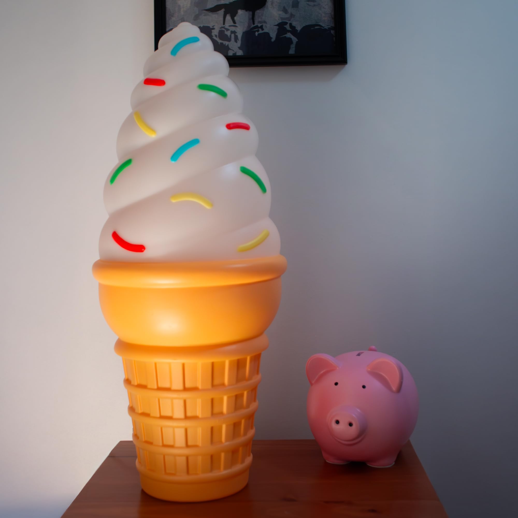 Goofballs 25-Inch Lighted Giant Ice Cream Cone Novelty Blow Mold Light - Retro Dessert Decor with Fun LED Lights for Indoor Use 