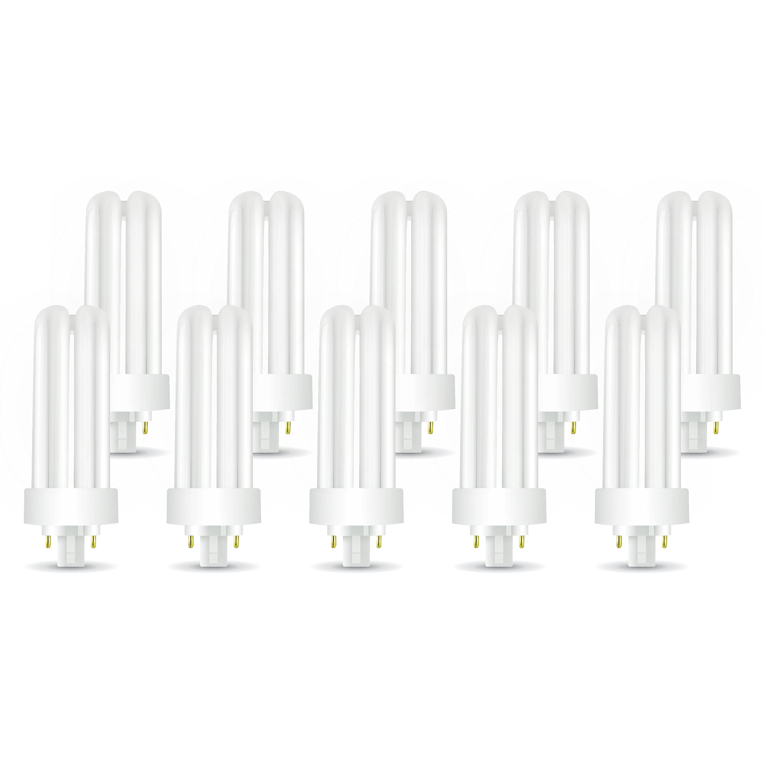 (10 Pack) PLT-26W 830, 4 Pin GX24q-3, 26 Watt Triple Tube, Compact Fluorescent Light Bulb, 3000K Soft White, 10 Count.