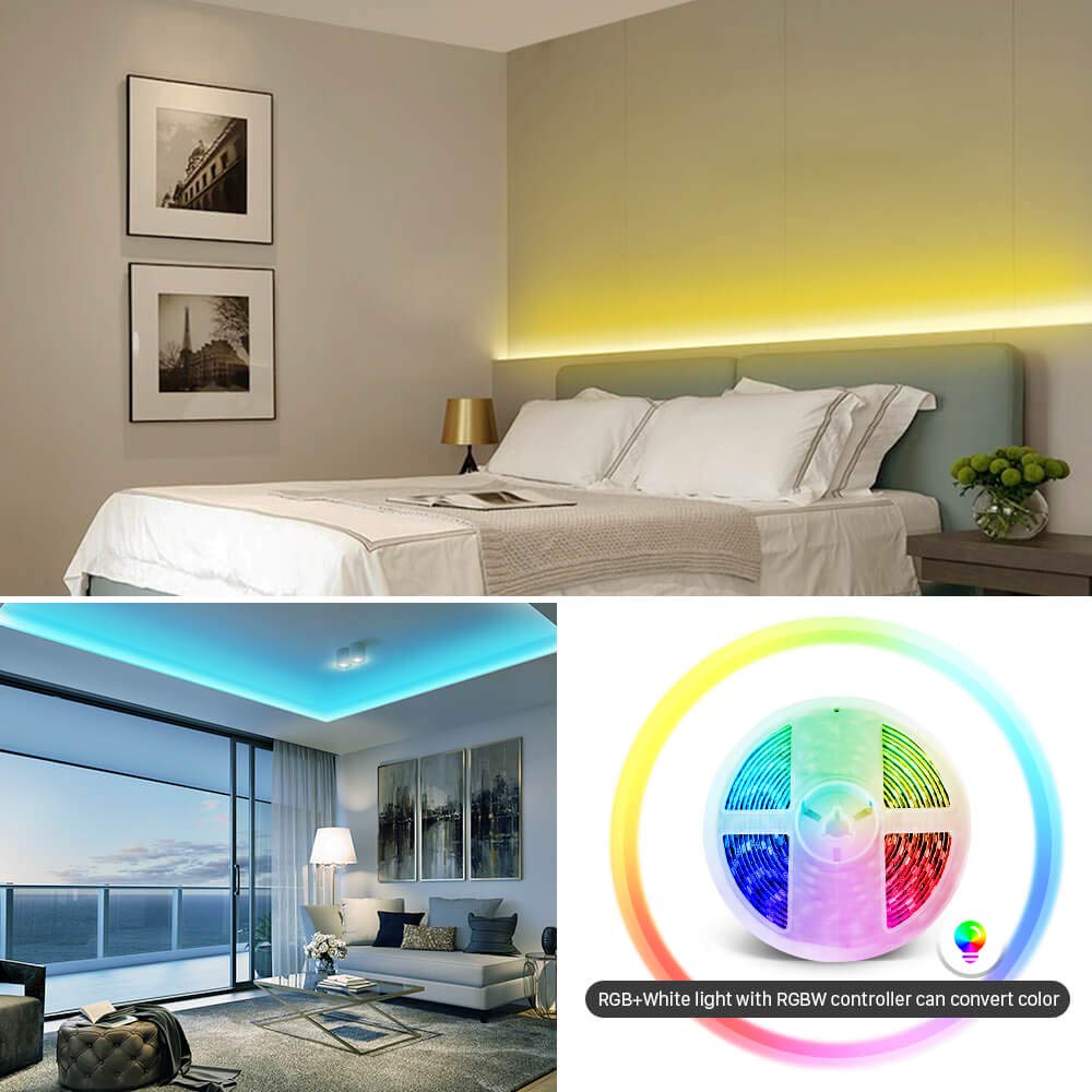 GIDERWEL RGBW LED Strip Light 16.4ft SMD5050 Flexible 12V Dimmable Color Changing Tape Light Model ZC05M