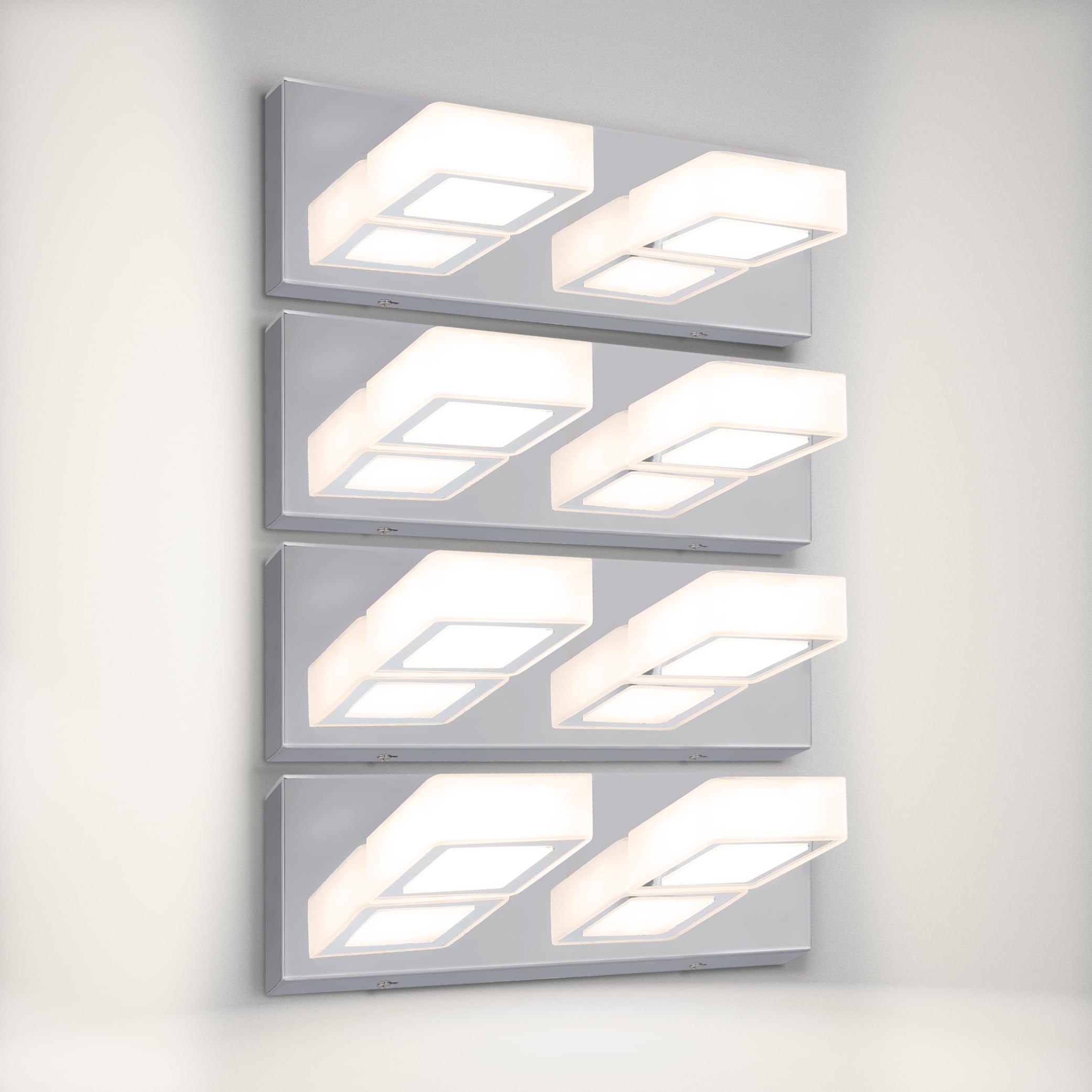 ASD LED Bathroom Vanity Light Fixture, 2-Light, Dimmable, 2700-6000K, Chrome, Model A-LVF25M-2D12CH-4p,