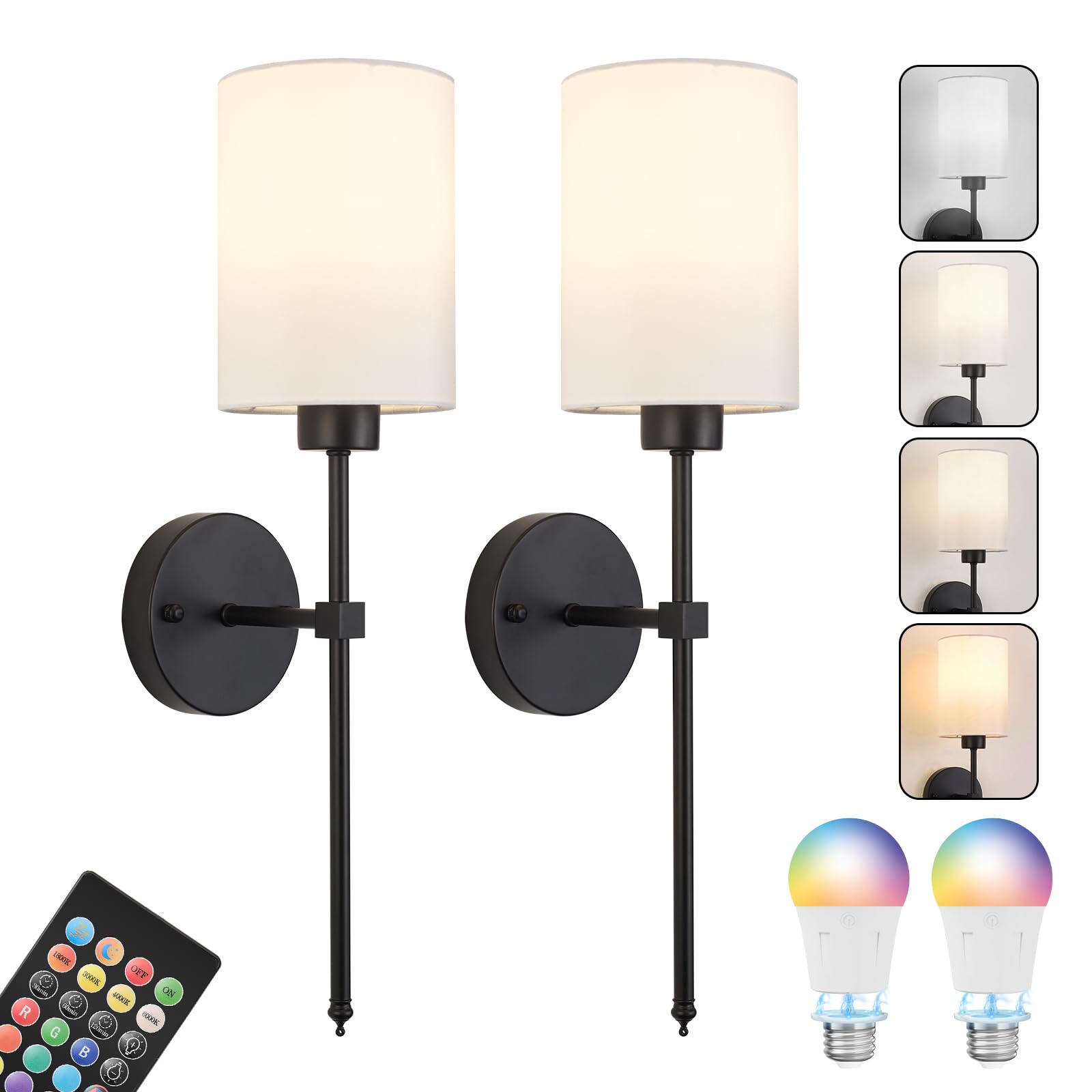 KARTOOSH Battery Operated Wall Sconces, Wireless Rechargeable, Dimmable, 20.6 Inch, Black, Model ZM213B