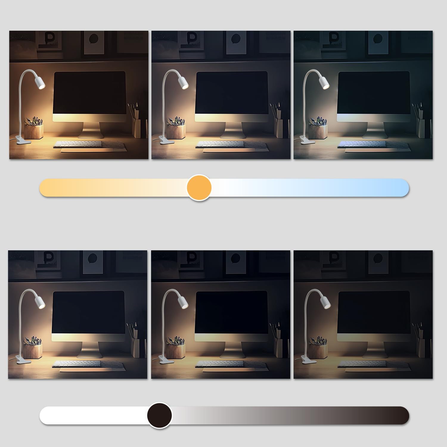 DAMI LED Reading Light - Dimmable USB Clip-on Spotlight Lamp for Bed & Desk, Flexible Gooseneck, Color Temp 3000/4000/6000K, White