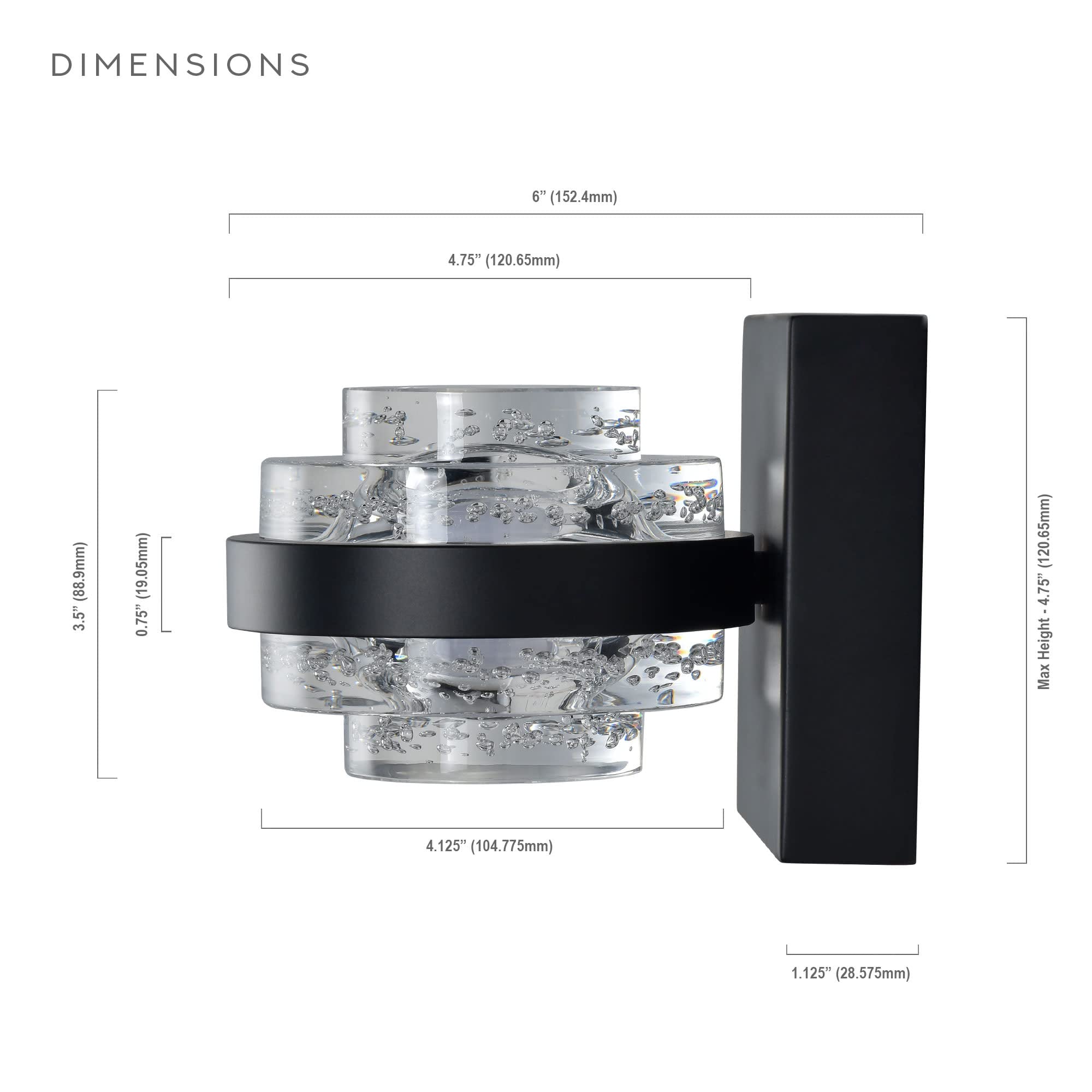 Vonn Milano 1-Light Led Wall Sconce In Black - Etl Certified, Modern Aluminum Design
