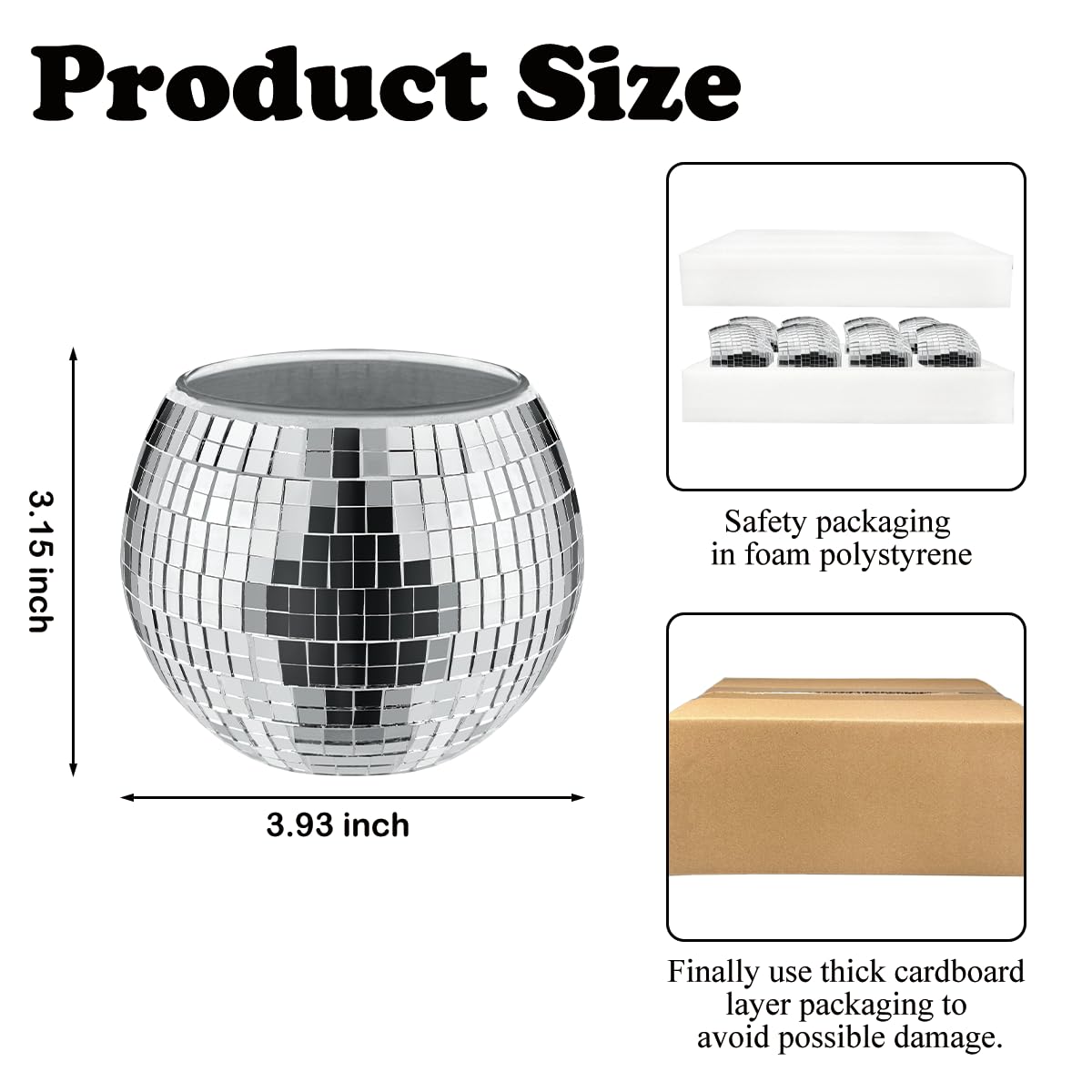 MXOYOXM Silver Disco Ball Vase Set, 8 PCS Glass Planter Candle Holder, 3x4in for Weddings, Birthdays, Office, Bedroom
