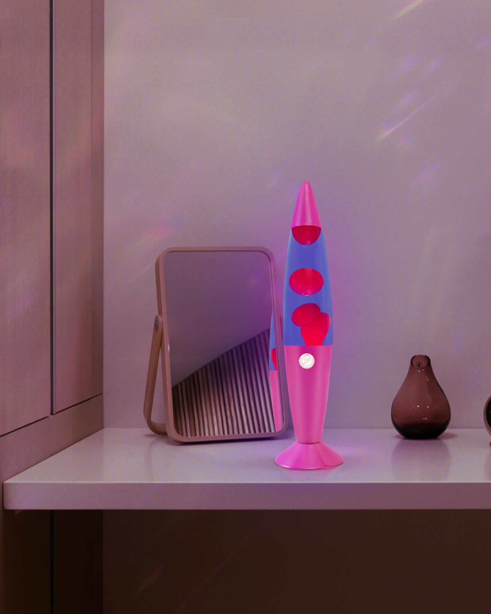 Vanful 16-Inch Liquid Motion Lamp- Pink Base, Purple Liquid, Pink Wax, Beautiful Magma Lamp with 2 packs bulbs for Adults Kids,