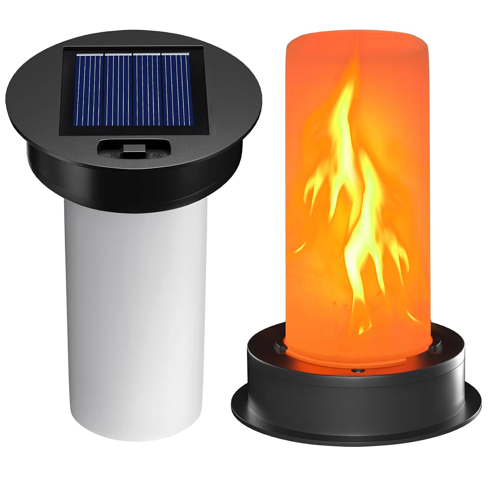 2 Pack Replacement Solar Light Tops with Flickering Flame, Waterproof Outdoor Solar Light Parts for Hot Air Balloon Lanterns (Fi