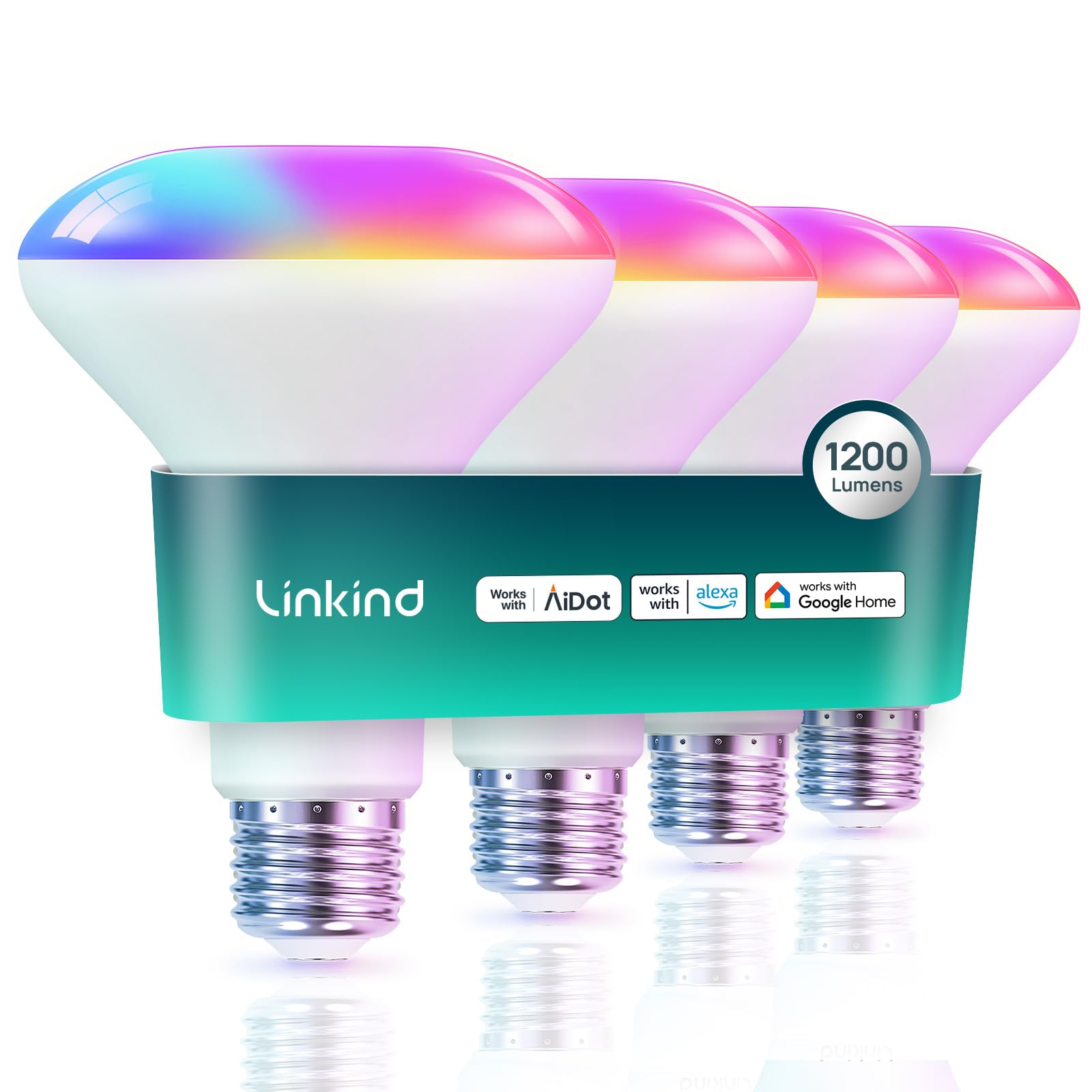 Linkind Br30 Smart Light Bulbs,1200Lm Smart Flood Light Bulbs Compatible With Aidot App, Alexa, Google Home, E26 Rgbtw Recessed
